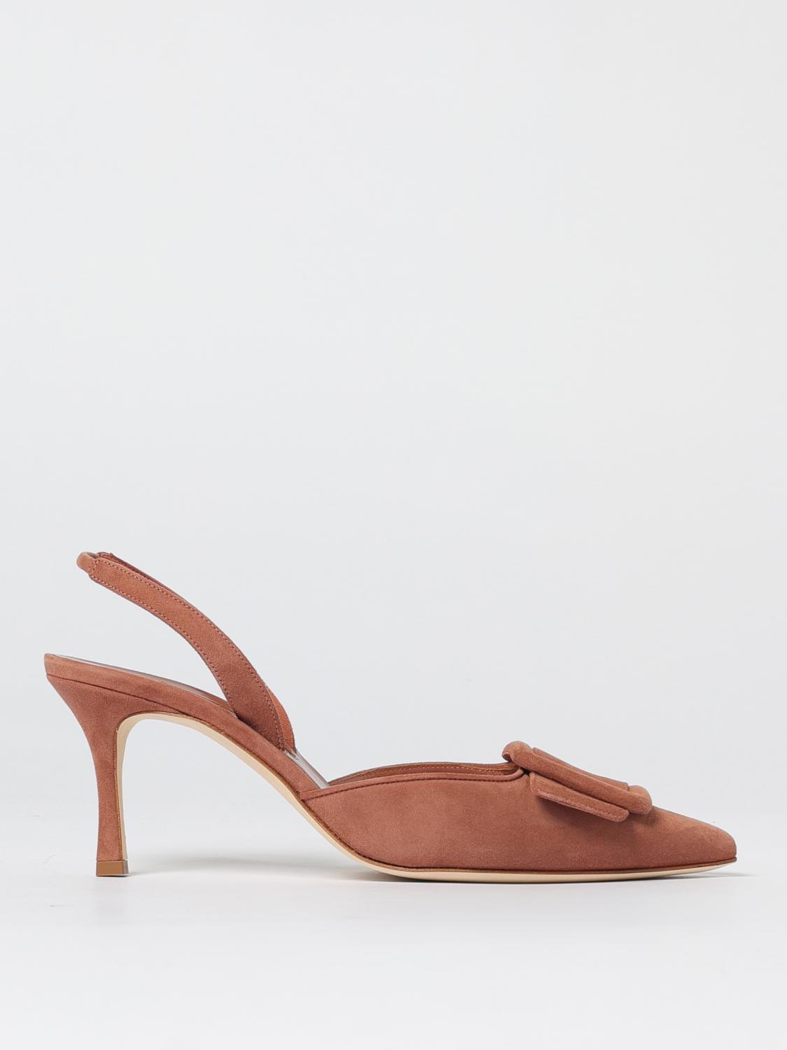 Manolo Blahnik Dark Pink Suede Maysli Pumps In Brown