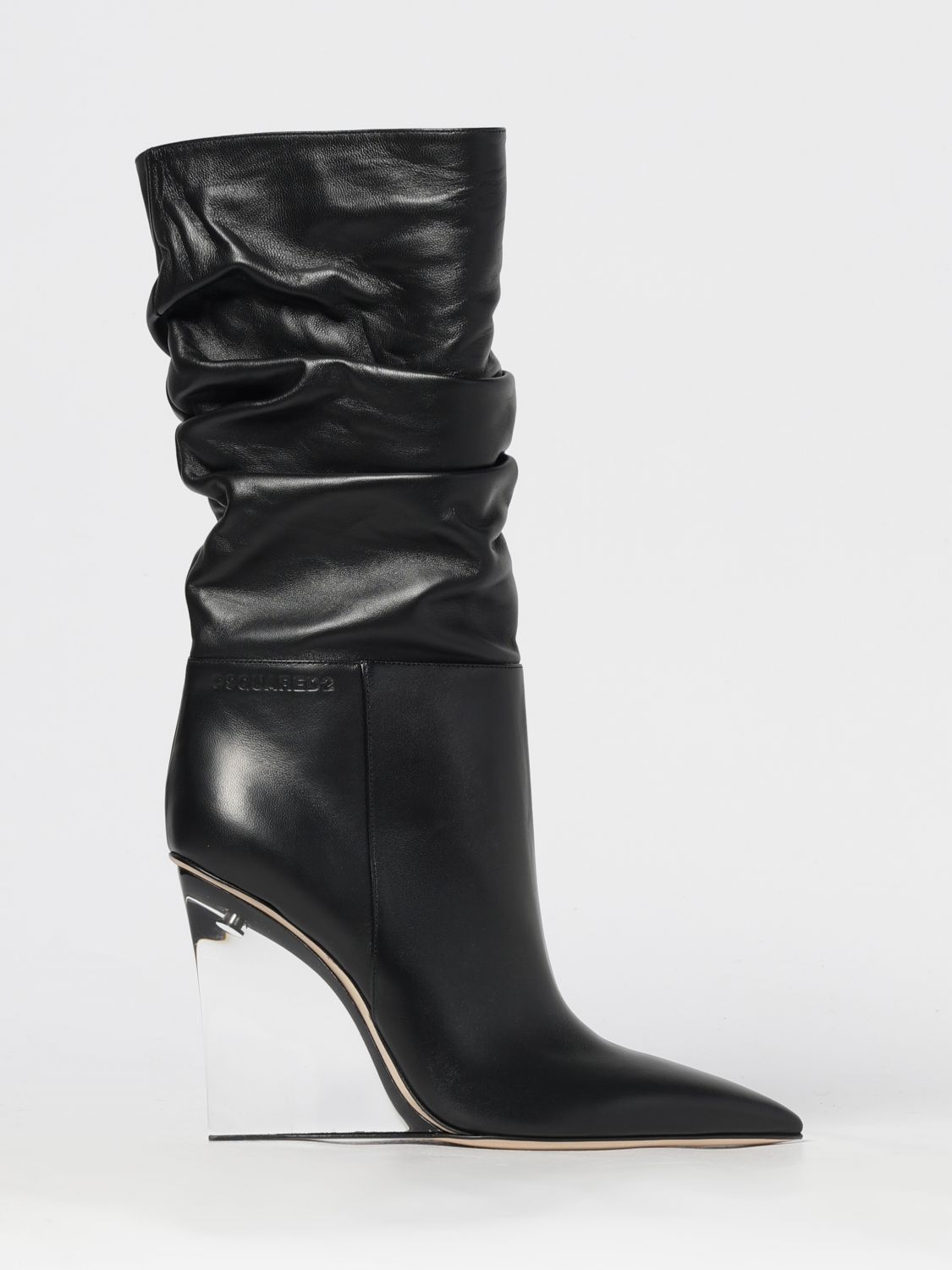 Dsquared2 Ruched Pointed Boots In Black