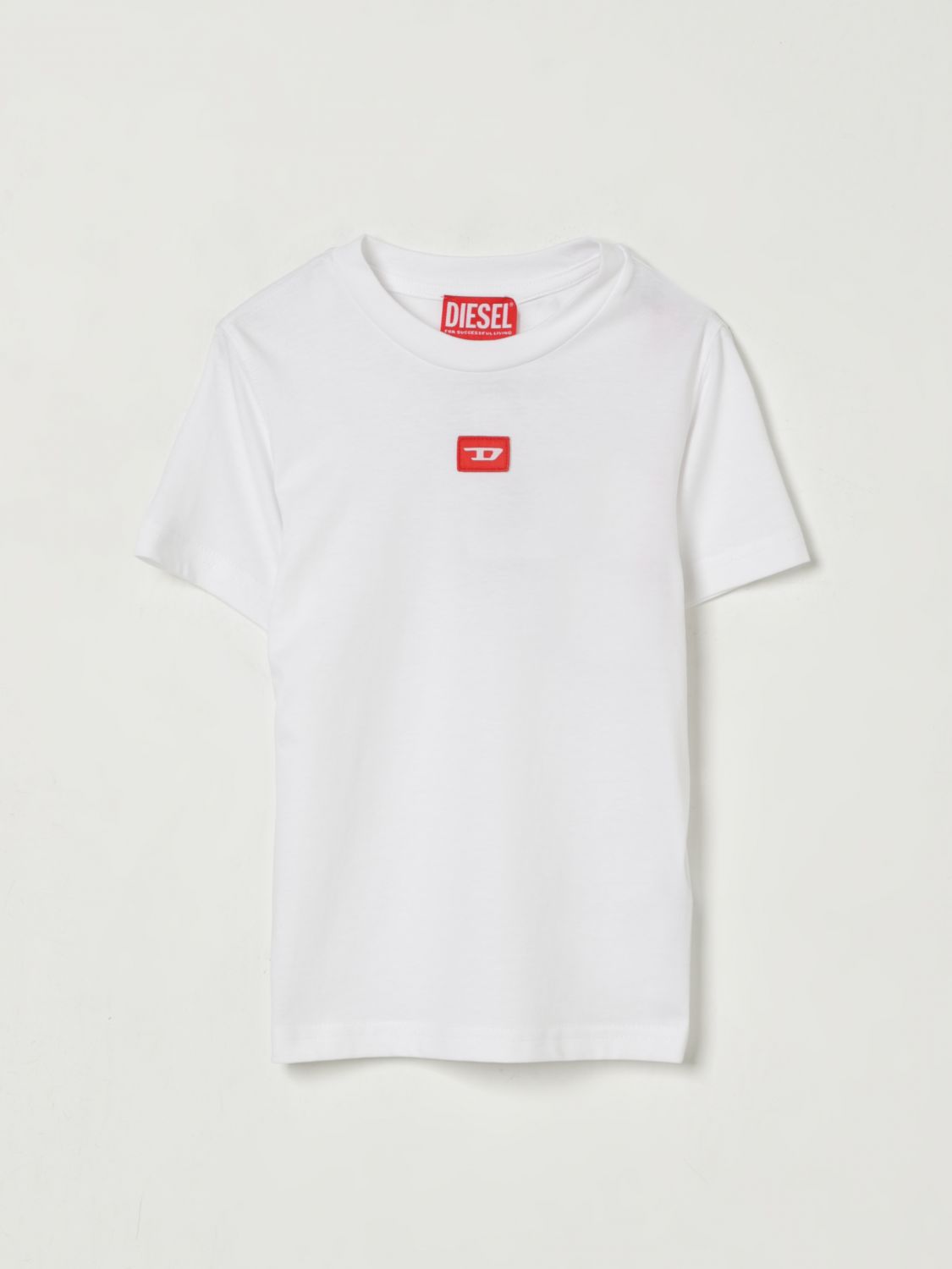 Diesel T-shirt In Jersey Con Patch D Rossa In White