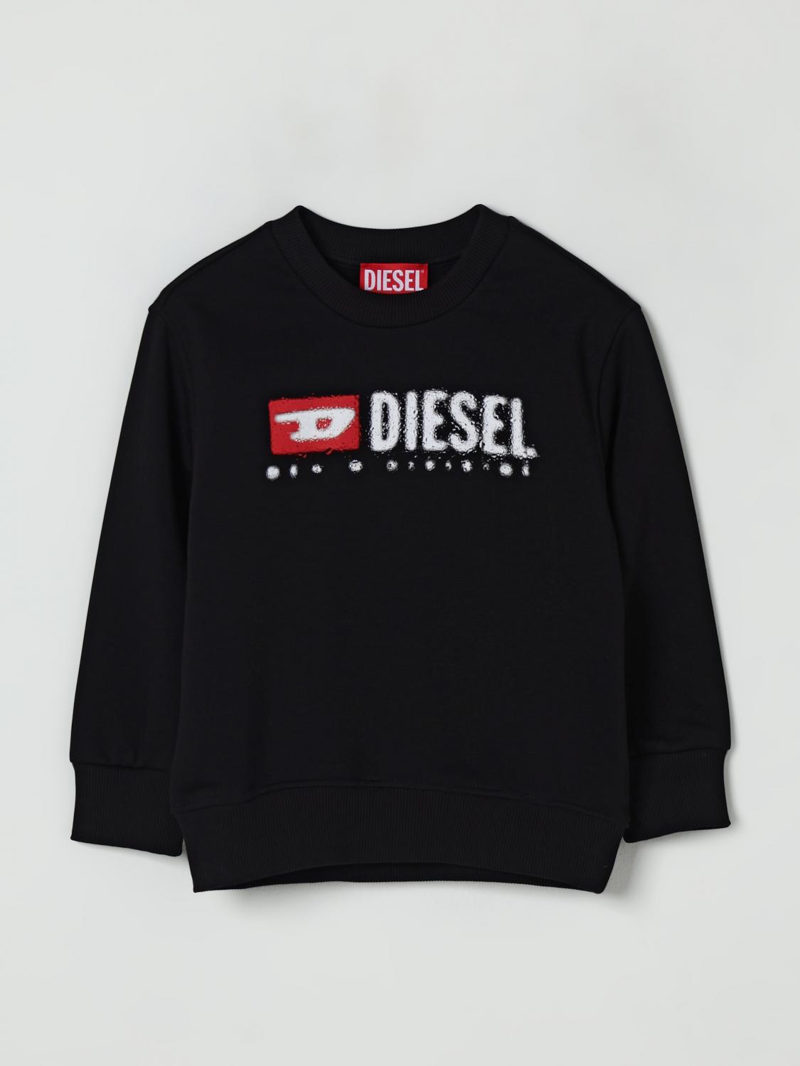 Diesel Sweatshirt In Distressed-optik In Black