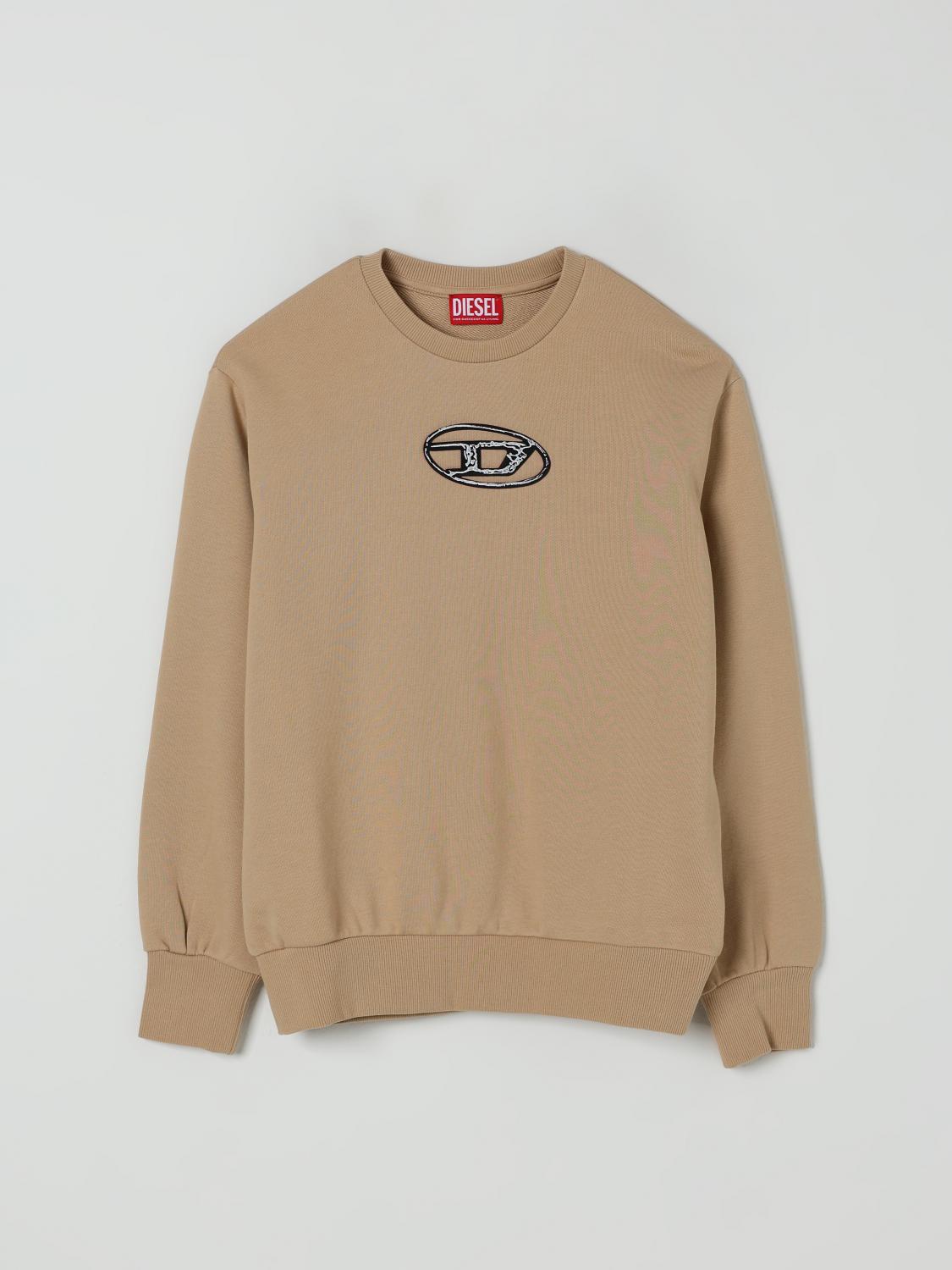 Diesel Felpa Girocollo Con Logo Oval D Multi-layered In Neutral