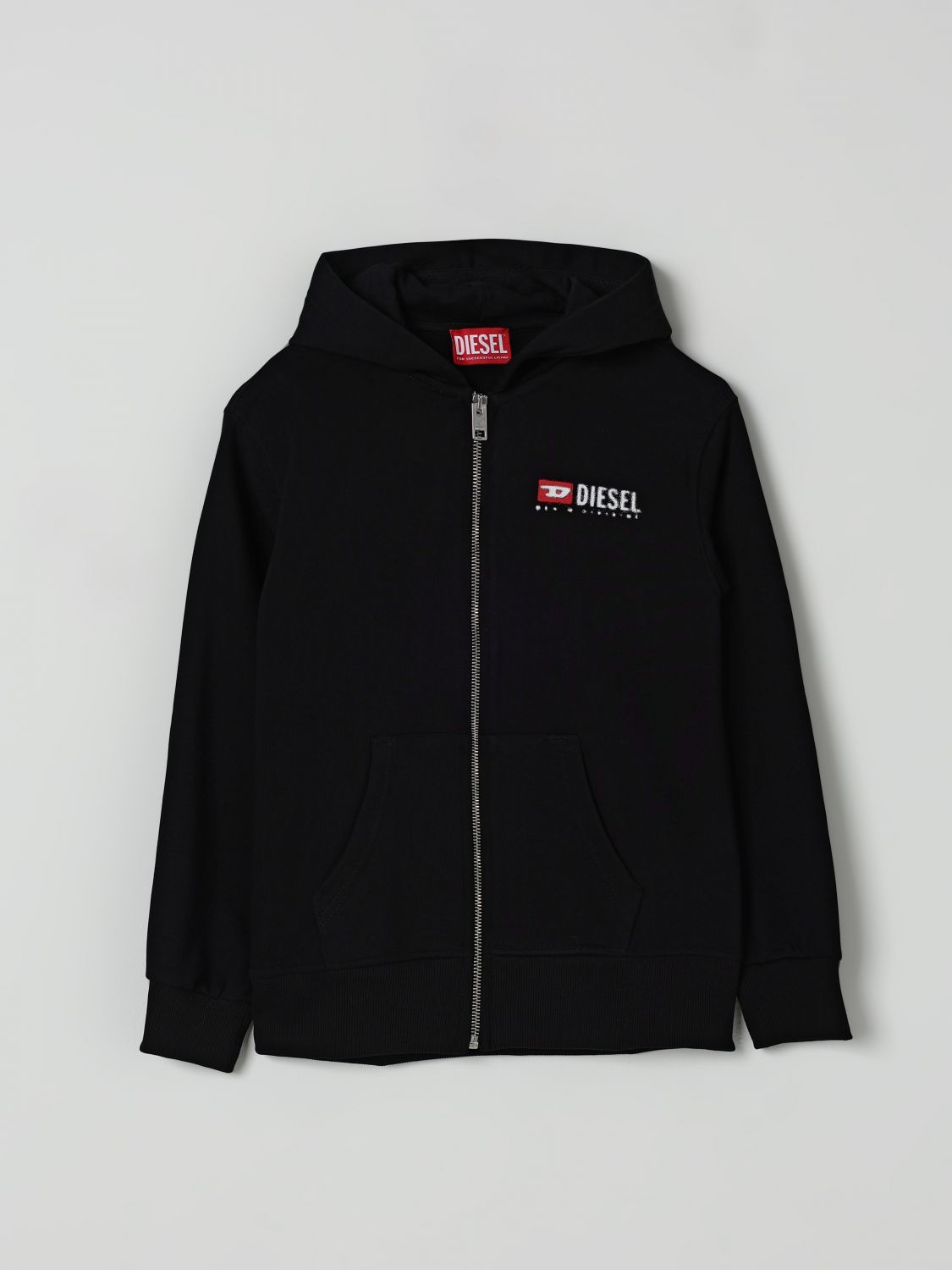 Diesel Logo-print Zip-up Hoodie In Black