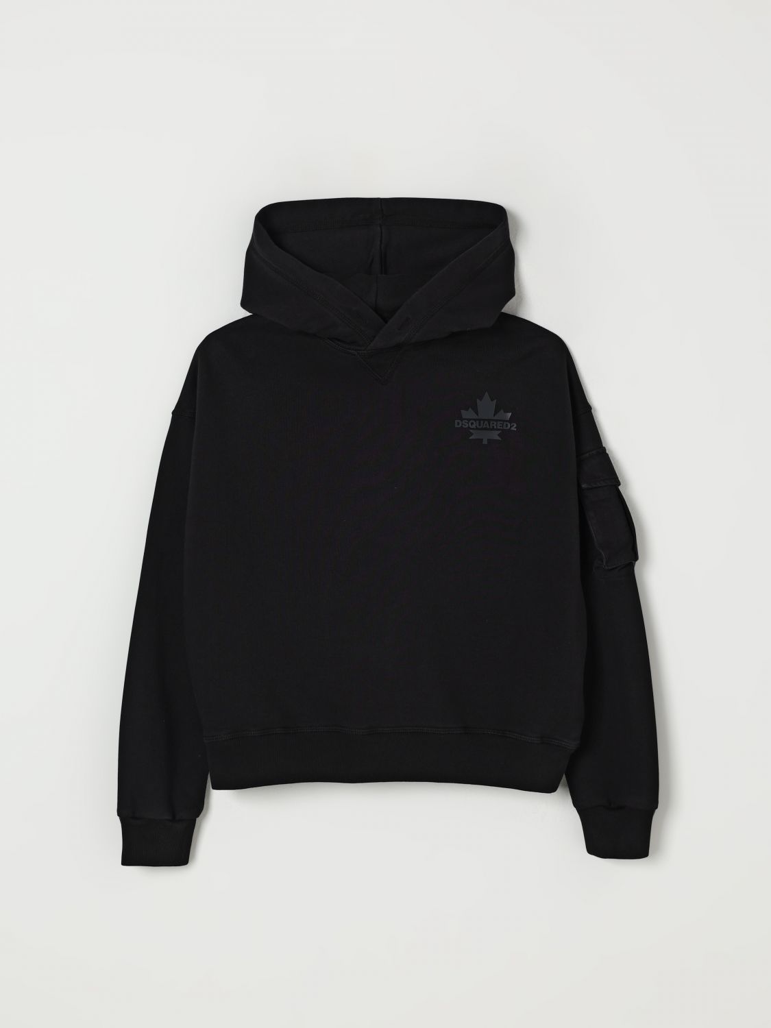 Dsquared2 Maple-leaf Pocket Hoodie In Black