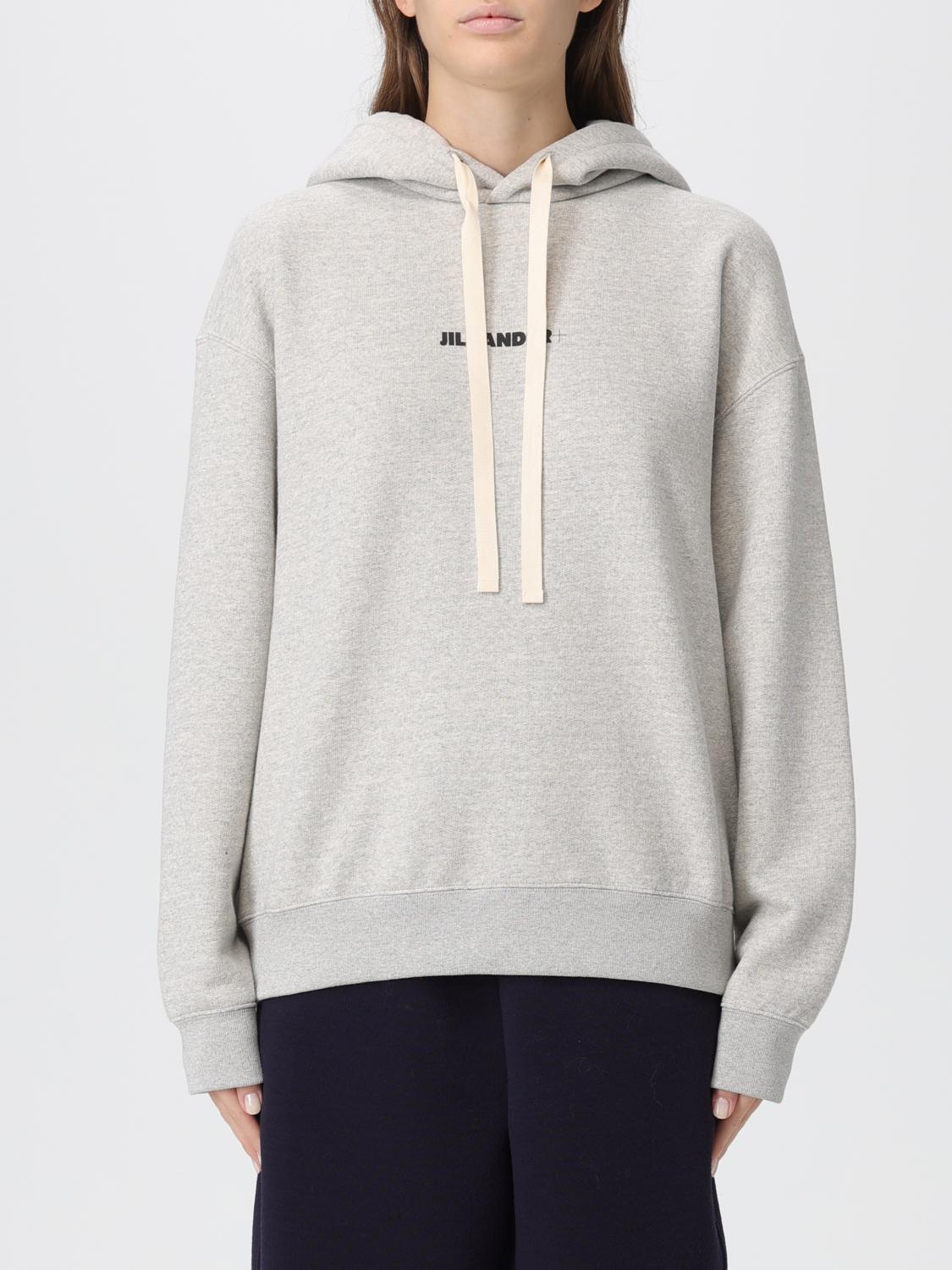 Jil Sander Grey Cotton Hoodie In Gray
