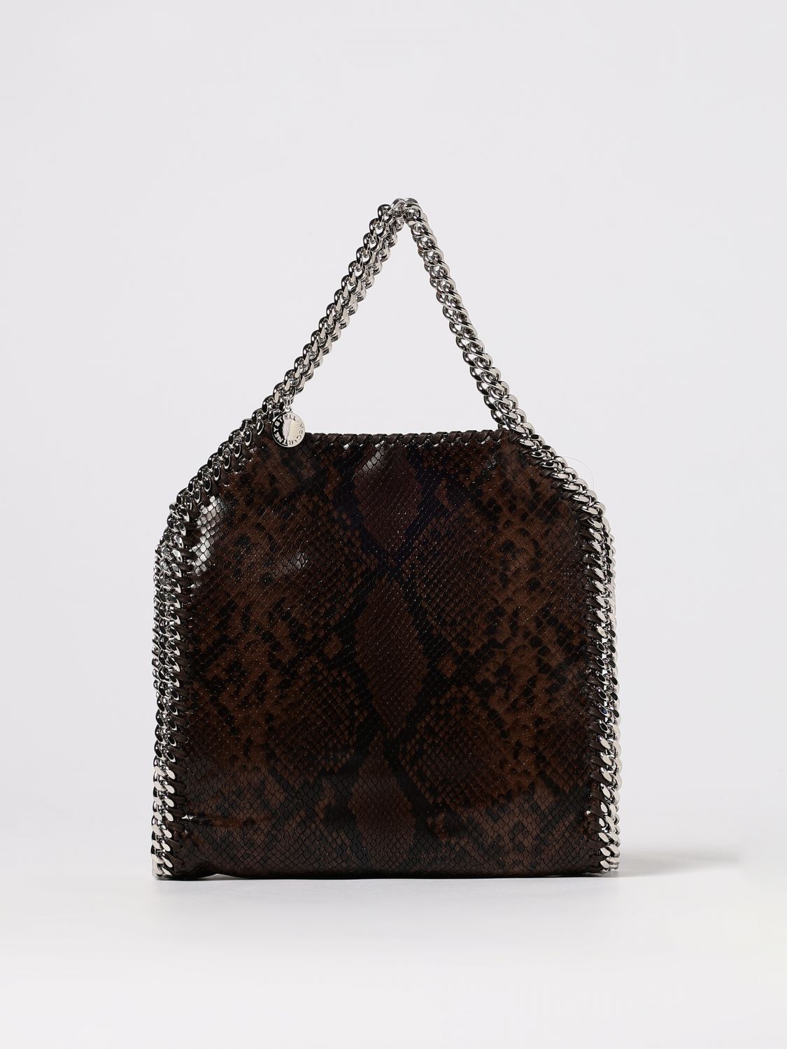 Stella Mccartney Falabella Mini Tote Bag With Snake Print In Brown