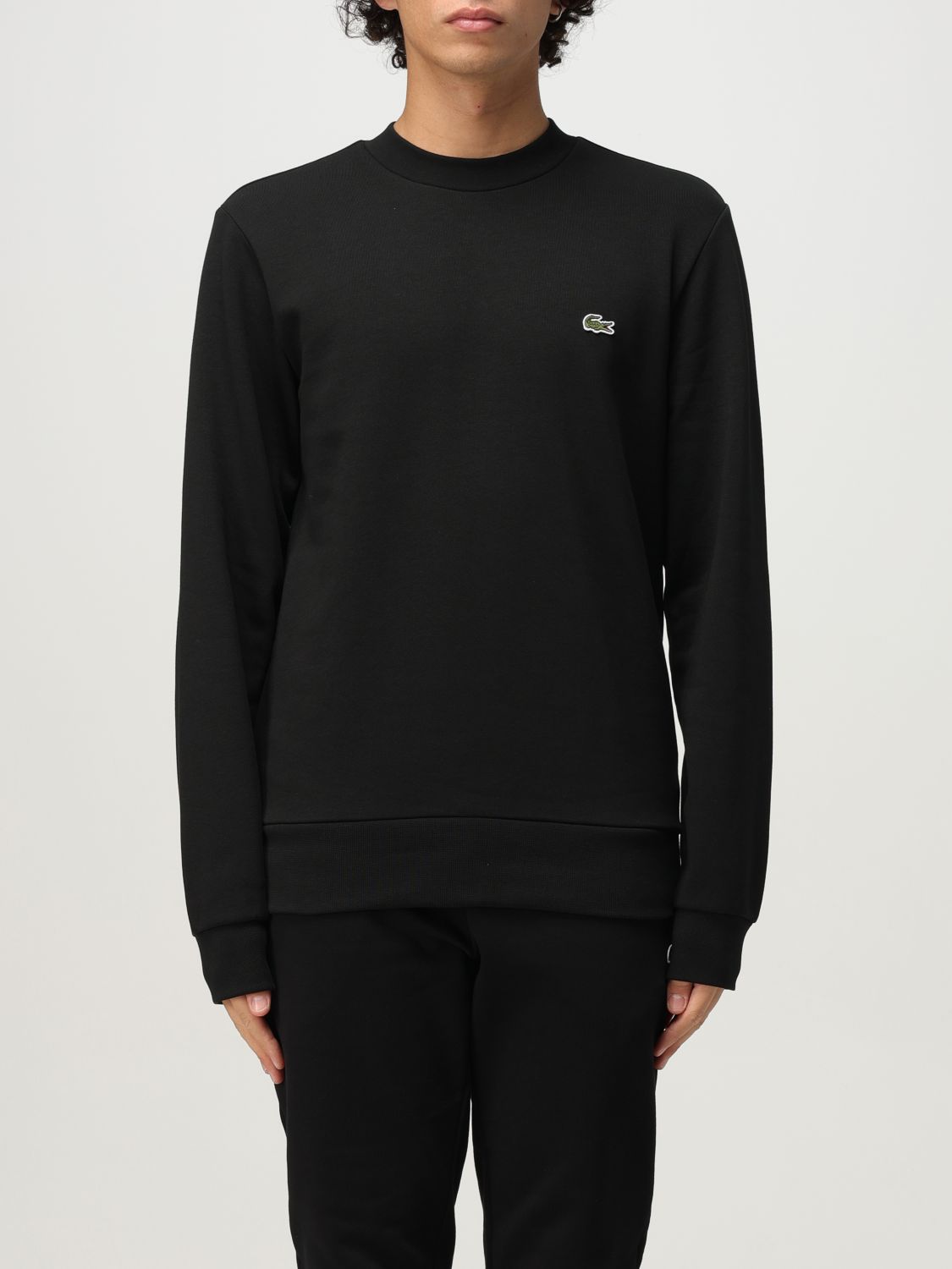 Lacoste Mens Crew Neck Fleece Sweatshirt In Black