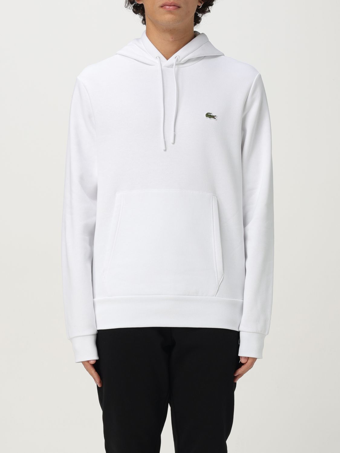 Lacoste Logo-patch Zipped Sweatshirt In White