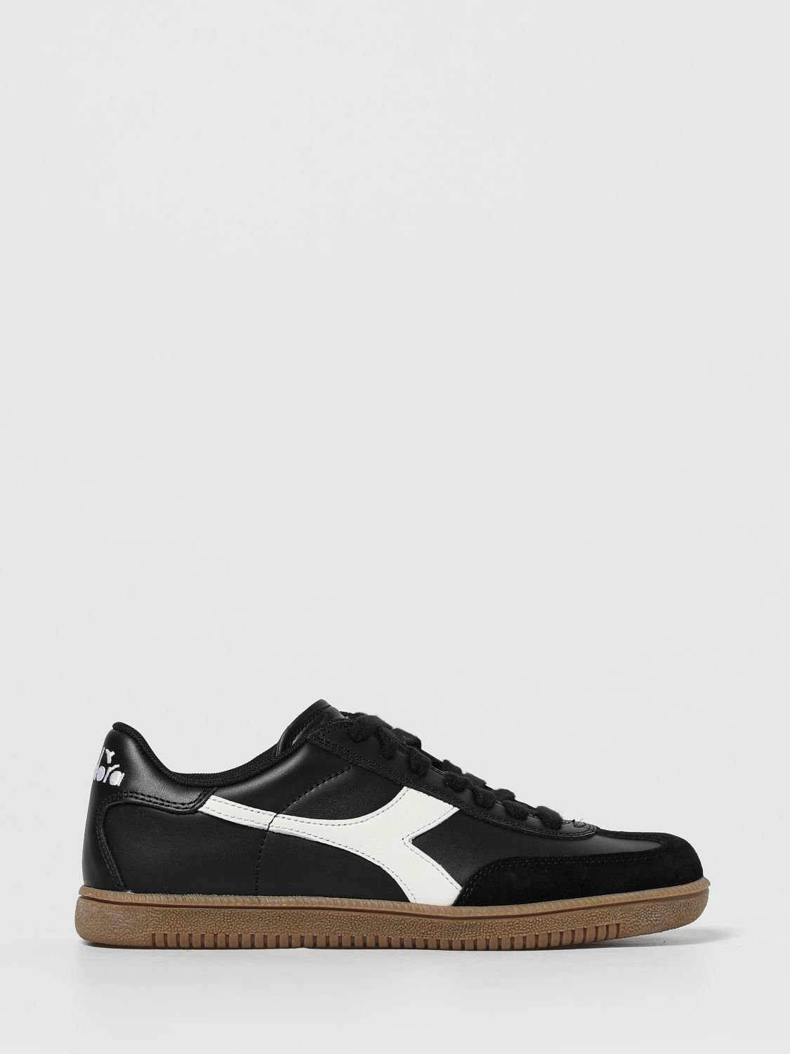 Diadora Black Sneaker In Leather And Suede In Black