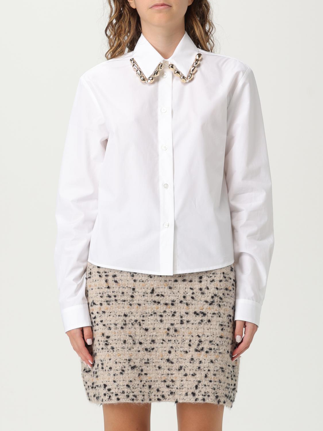 Fabiana Filippi Boxy Poplin Shirt With Stone Embellished Collar In White