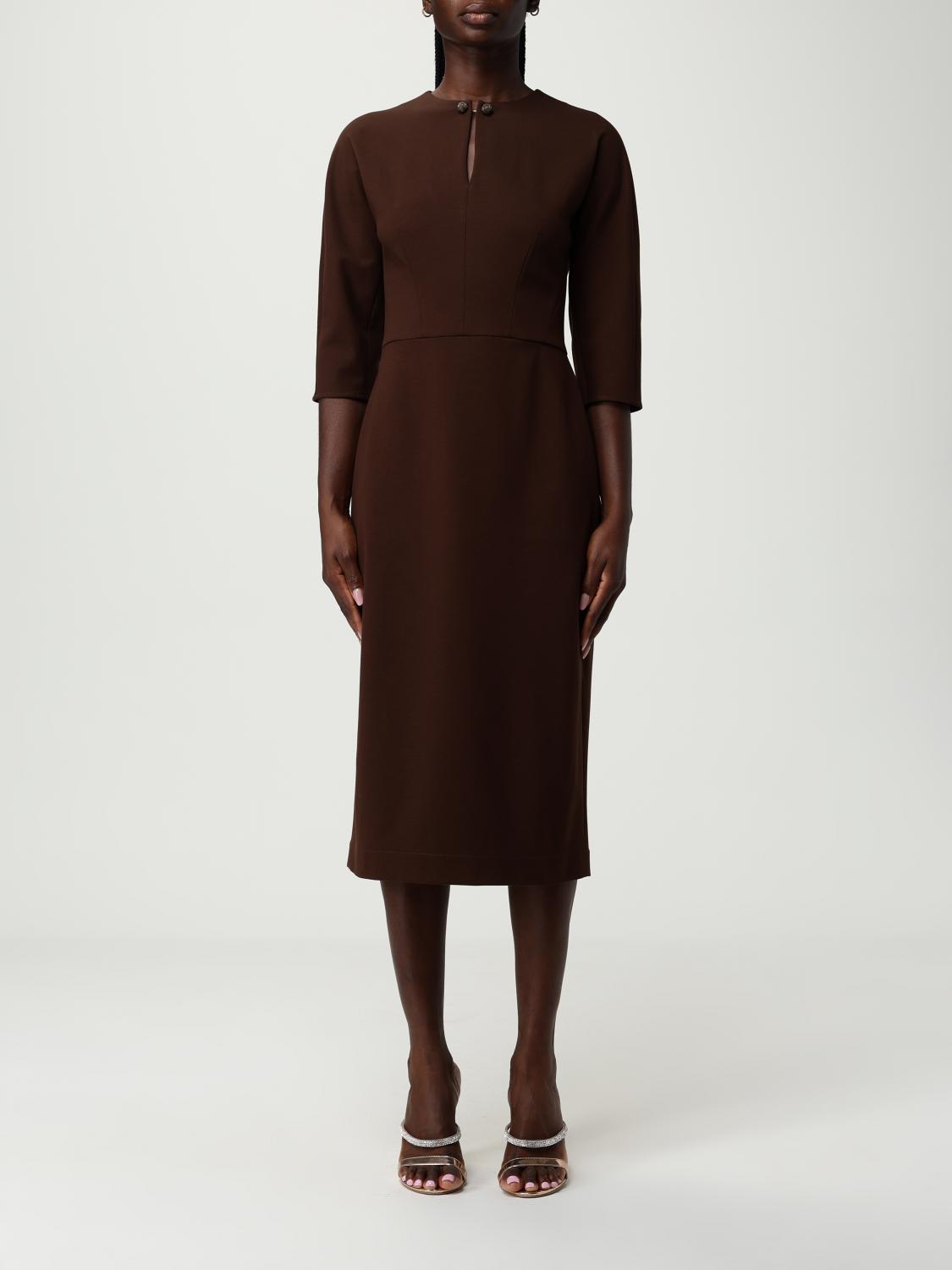Fabiana Filippi Fitted Midi Dress With Stylish Cutouts In Brown