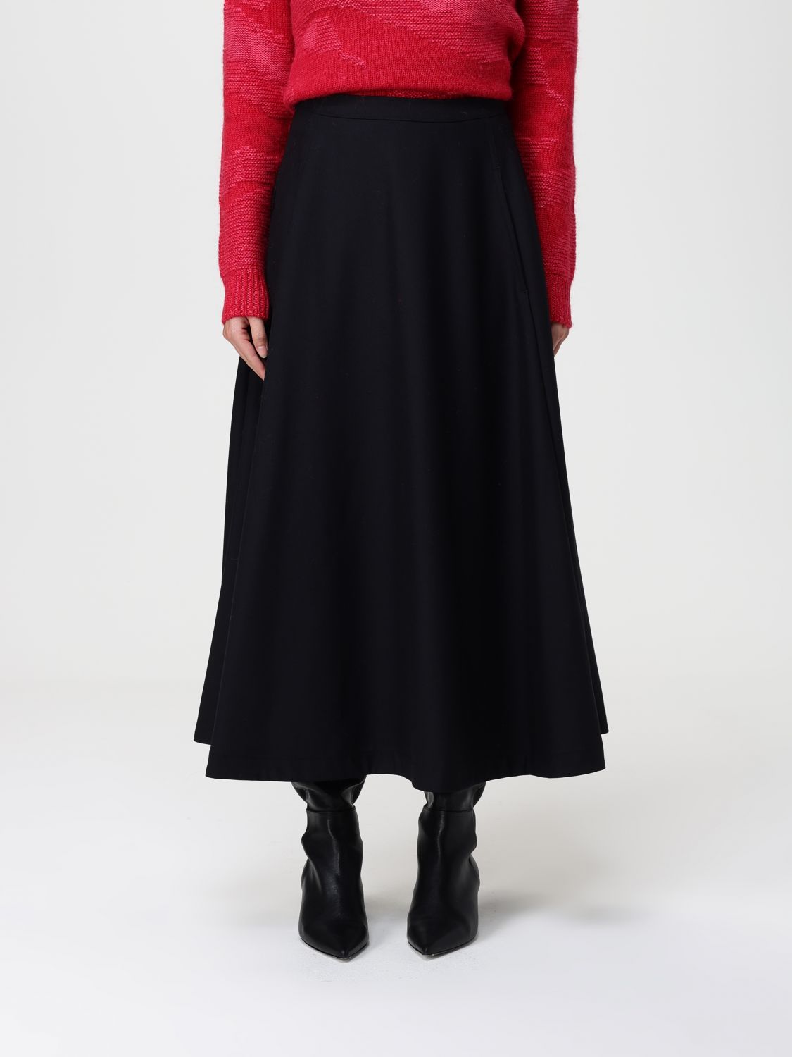 Add A-line Midi Skirt In Black