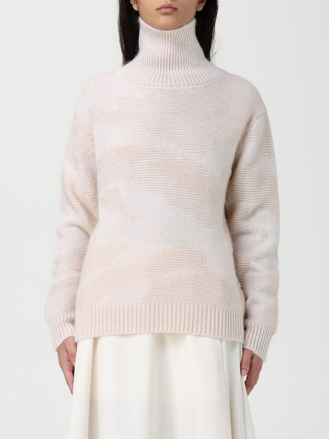 Add Roll-neck Patterned Sweater In Brown
