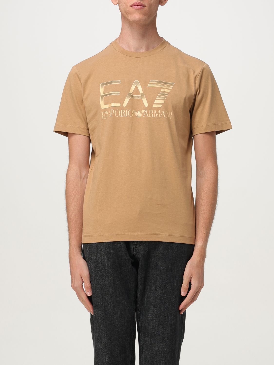 Ea7 T-shirt Men Color Beige In Brown