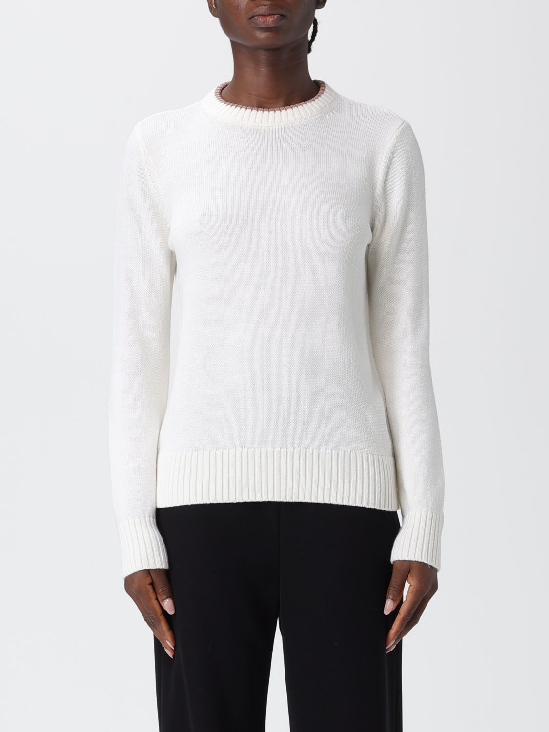 Ea7 Sweater  Woman Color Natural In White