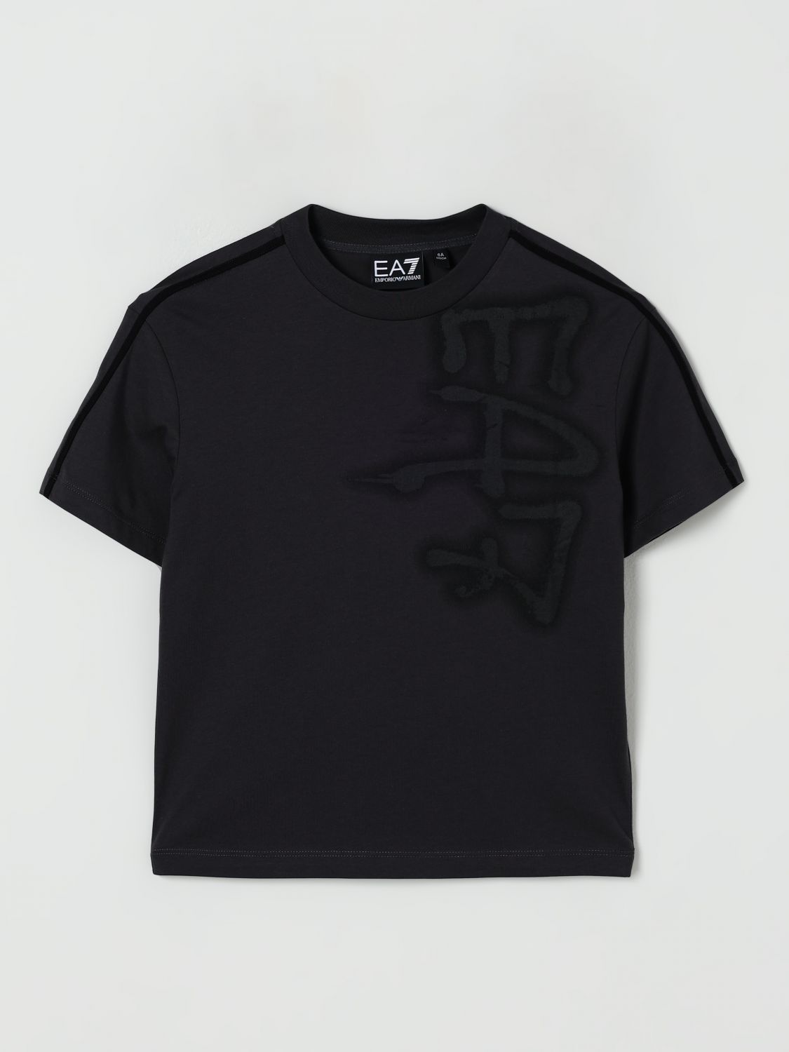 Ea7 T-shirt Kids Color Charcoal In Black