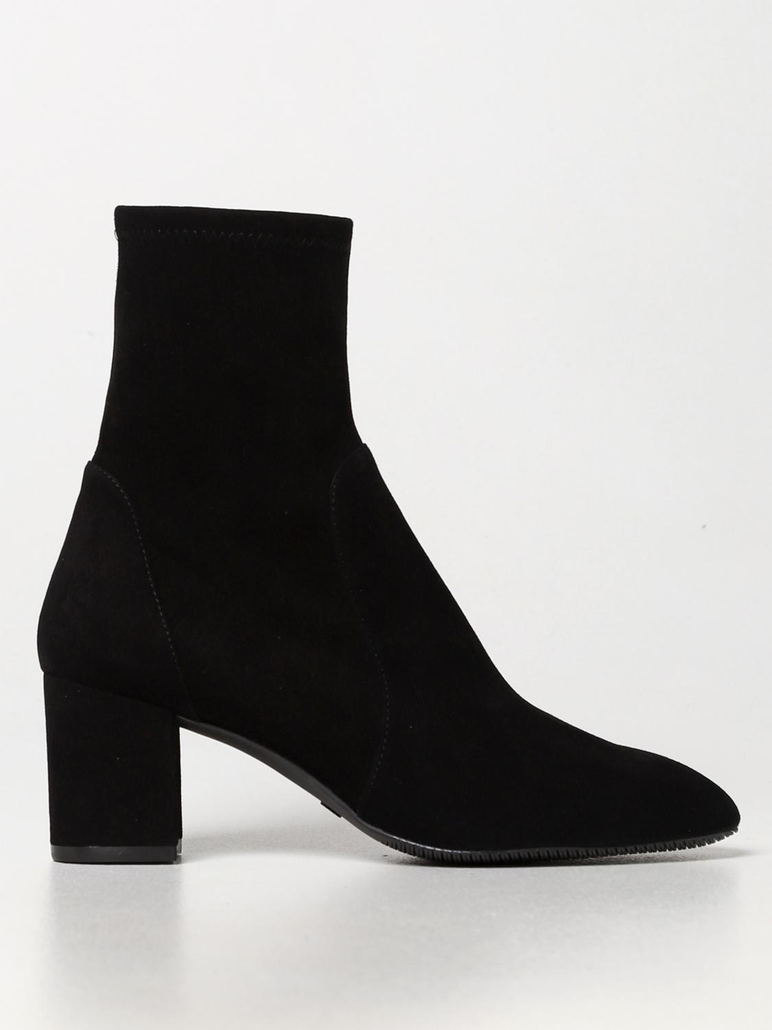 Stuart Weitzman Yuliana 60 Suede Leather Ankle Boot In Black