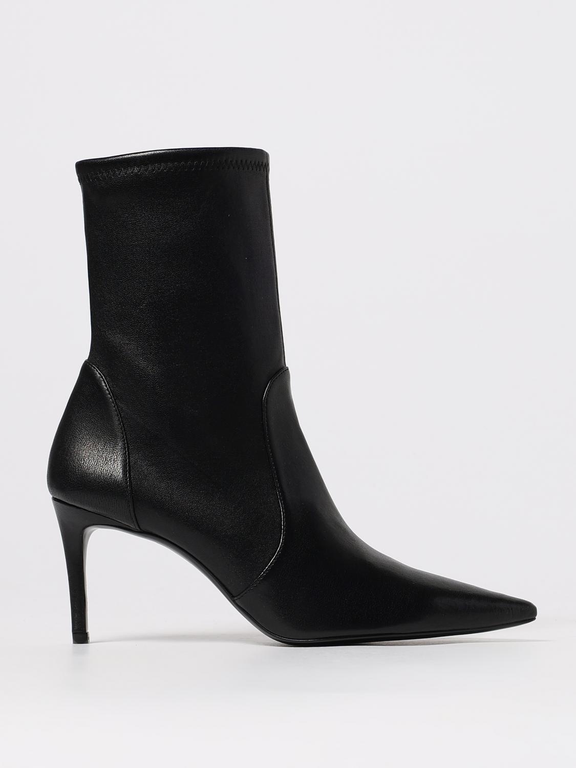 Stuart Weitzman 85 Stretch Bootie Ankle Leather Embroidery In Black
