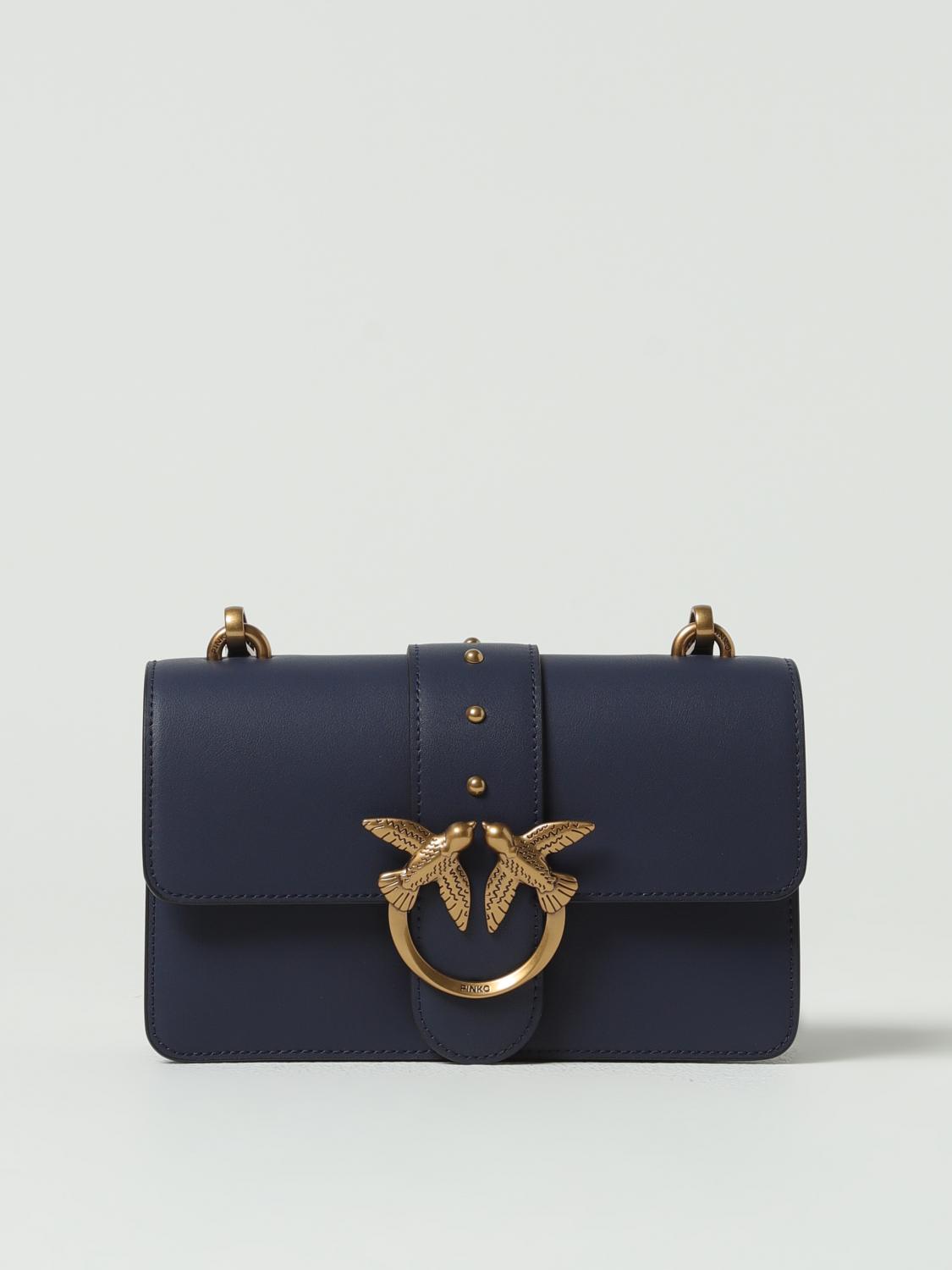 Pinko Bird Chain Crossbody Bags In Blue