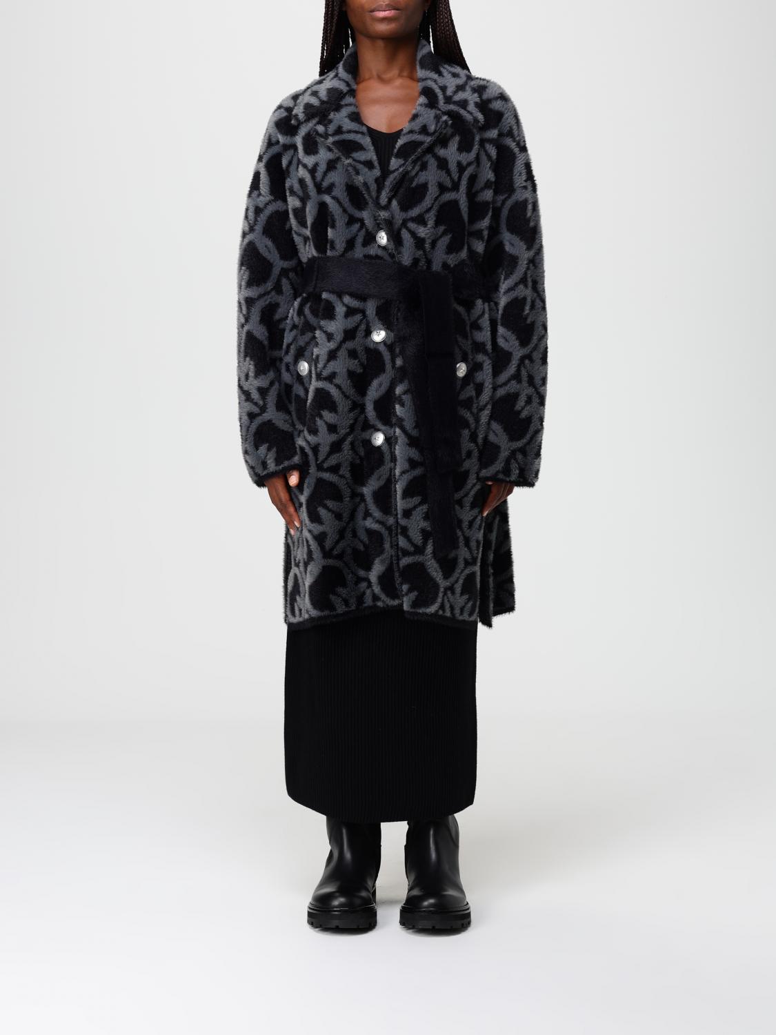 Pinko Nylon Coat With Love Birds Motif In Animal Print