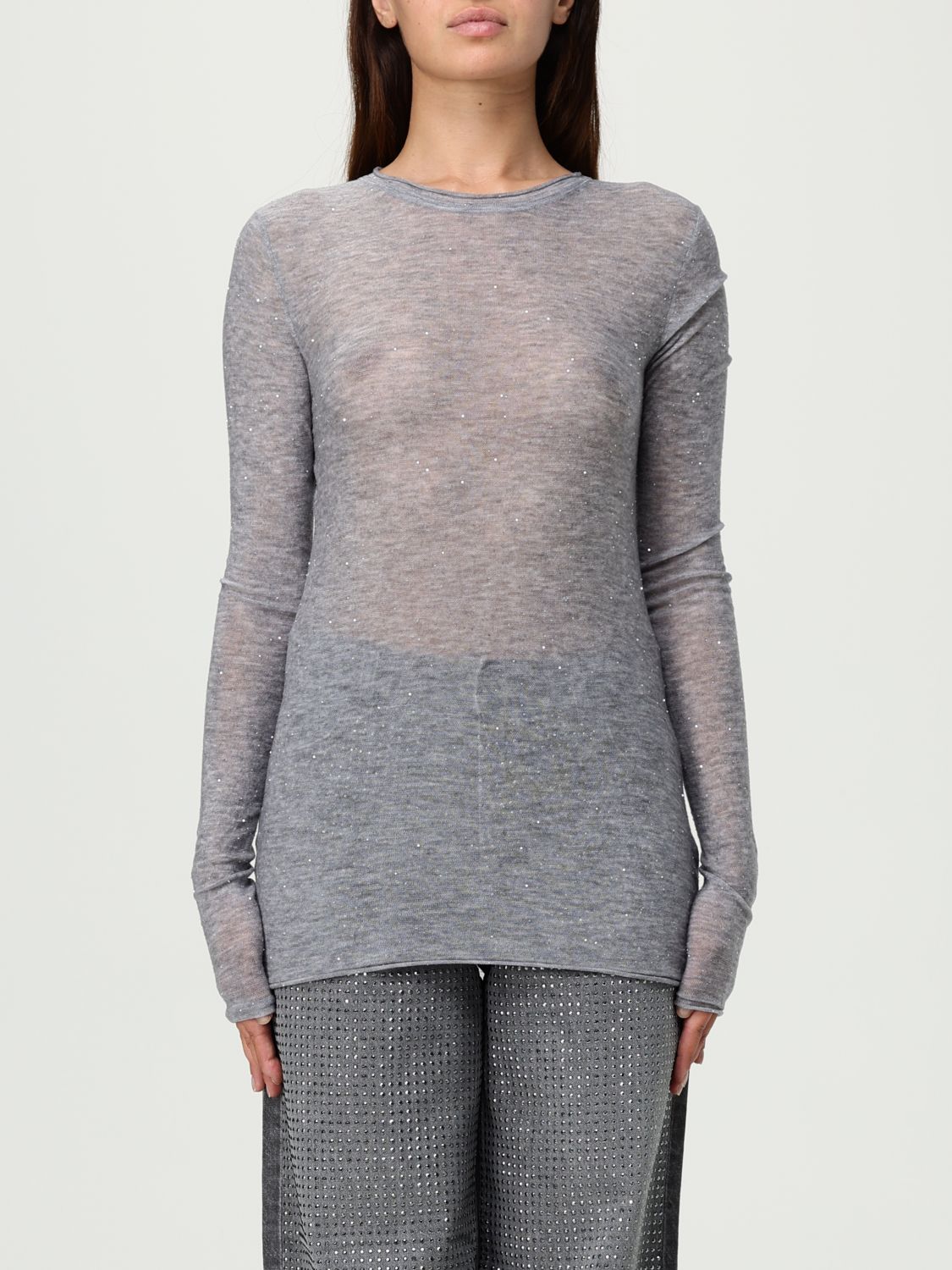 Pinko Grey Wool Blend Sweaters In Gray