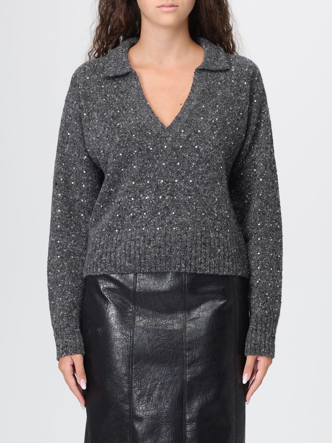 Pinko Nibani Polo Boucle Bottonato F In Gray