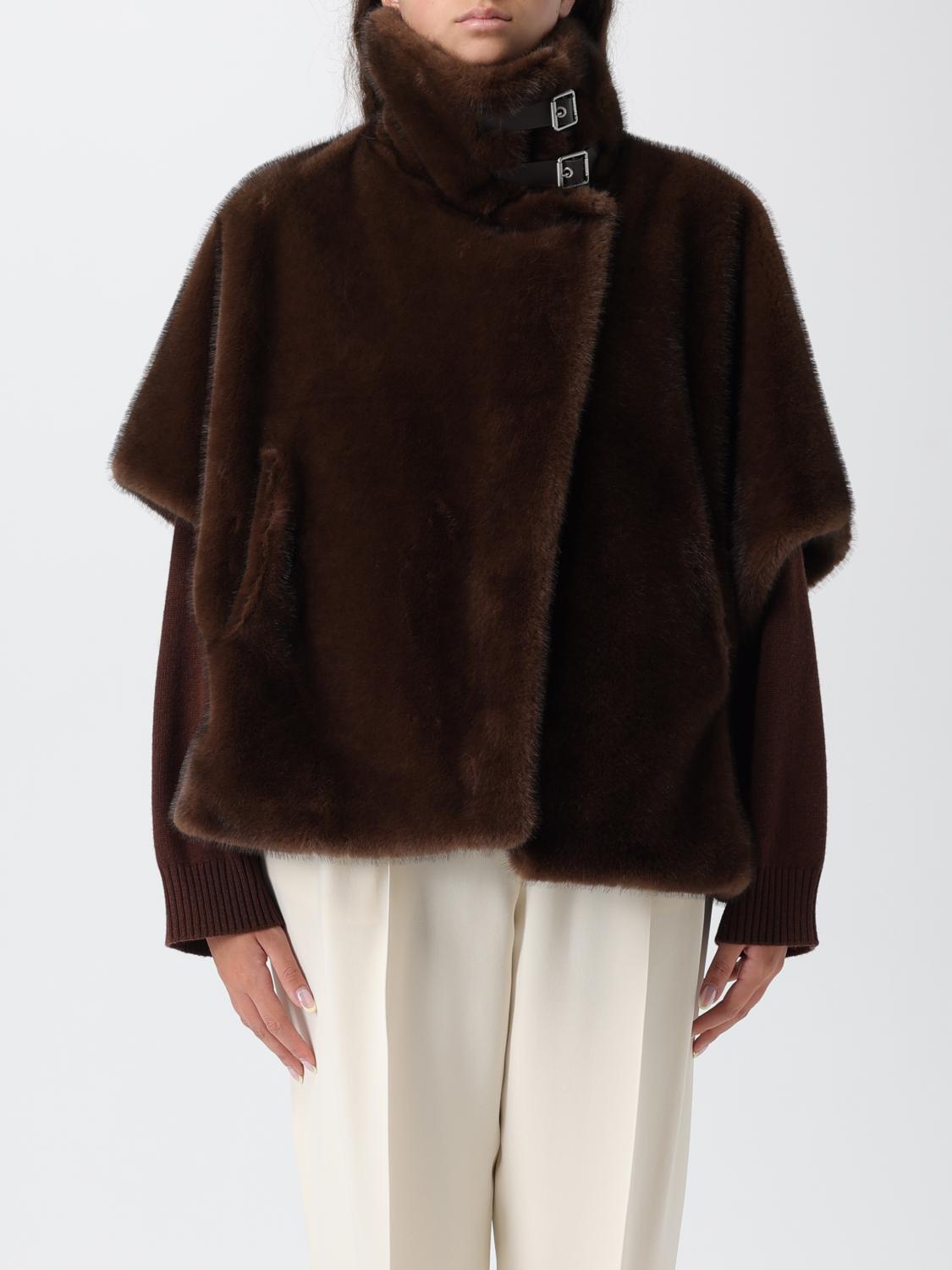Pinko Comodino Cappa Eco Fur In Brown