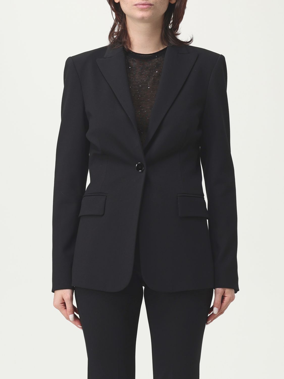 Pinko Flap Pockets Long Sleeves Notched Lapels In Black