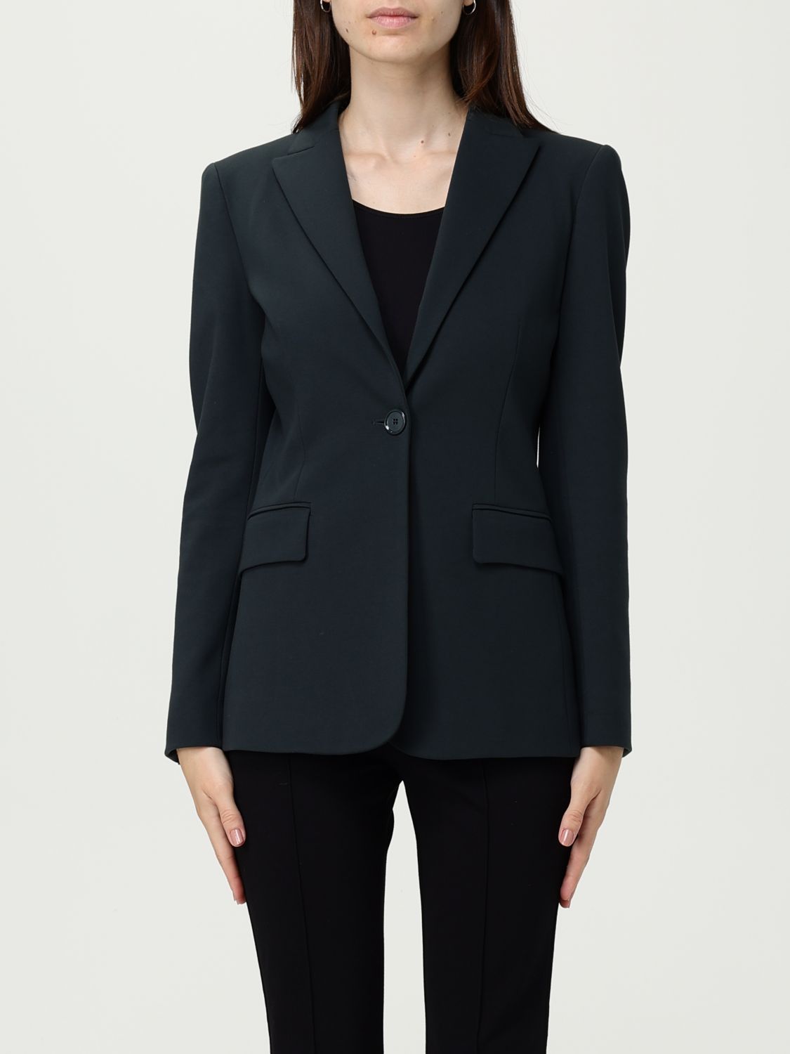 Pinko Flap Pockets Long Sleeves Notched Lapels In Green