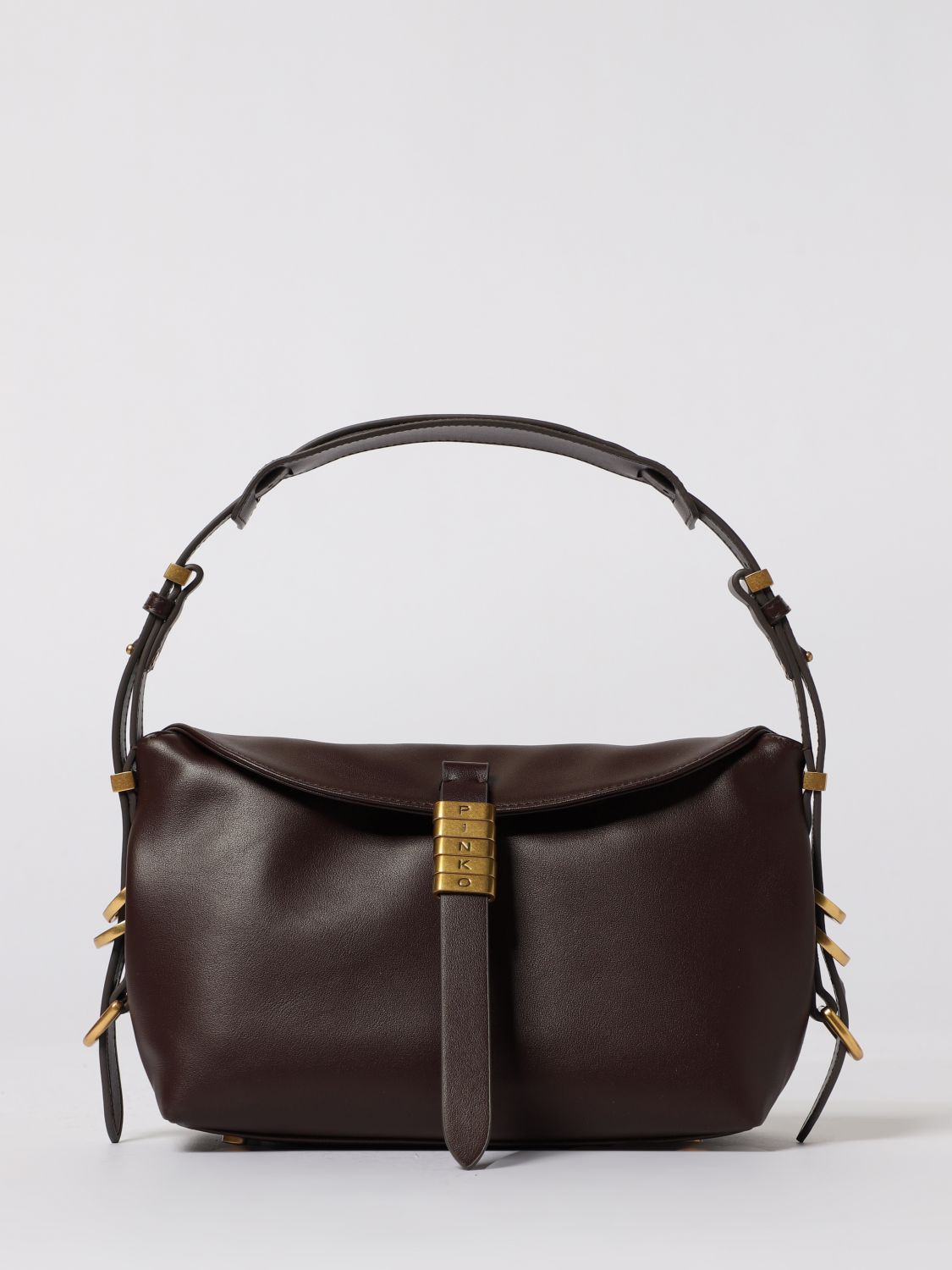 Pinko Saddle Baguette Small Shoulder Bag In Burgundy