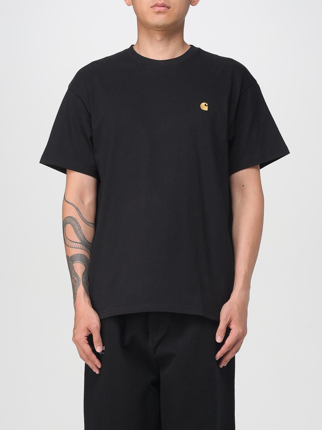 Carhartt Short Sleeve Chase T Shirt Dark Navy Gold In Black