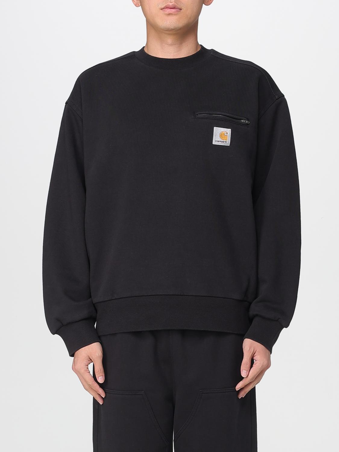 Carhartt Detroit Sweat Cotton Stone Washed Sweatshirts Black In Black