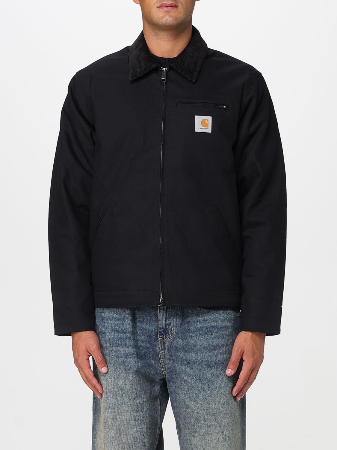 Carhartt Detroit Cotton Jacket Corduroy Collar In Black