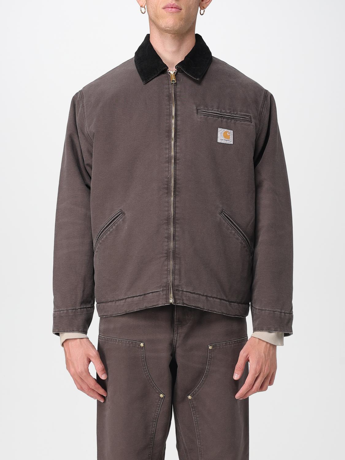 Carhartt Og Detroit Jacket Organic Cotton Padded Jacket In Brown