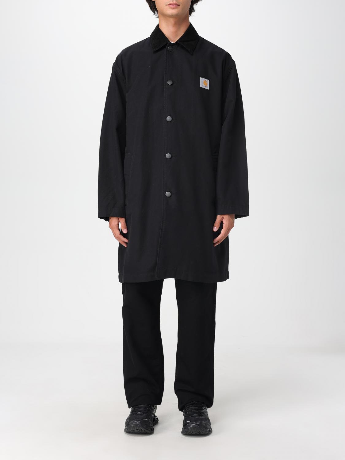 Carhartt Webster Button-fastening Logo-patch Coat In Black