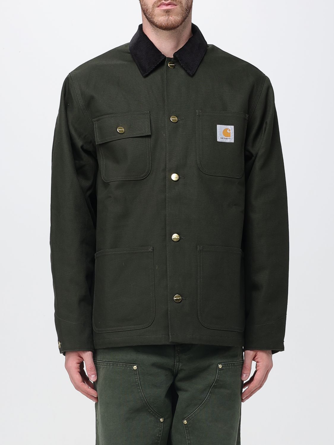 Carhartt Og Chore Coat Padded Organic Cotton Jacket In Green