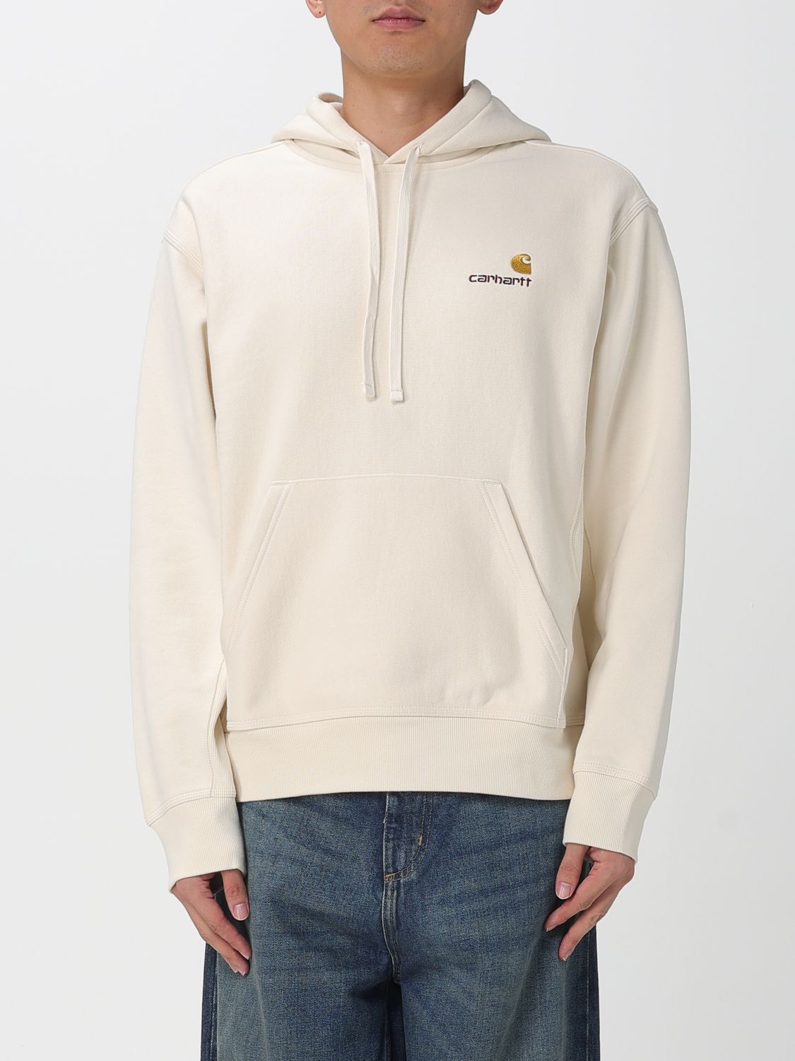 Carhartt Hooded American Script Sweatshirt Natrual In Neutral