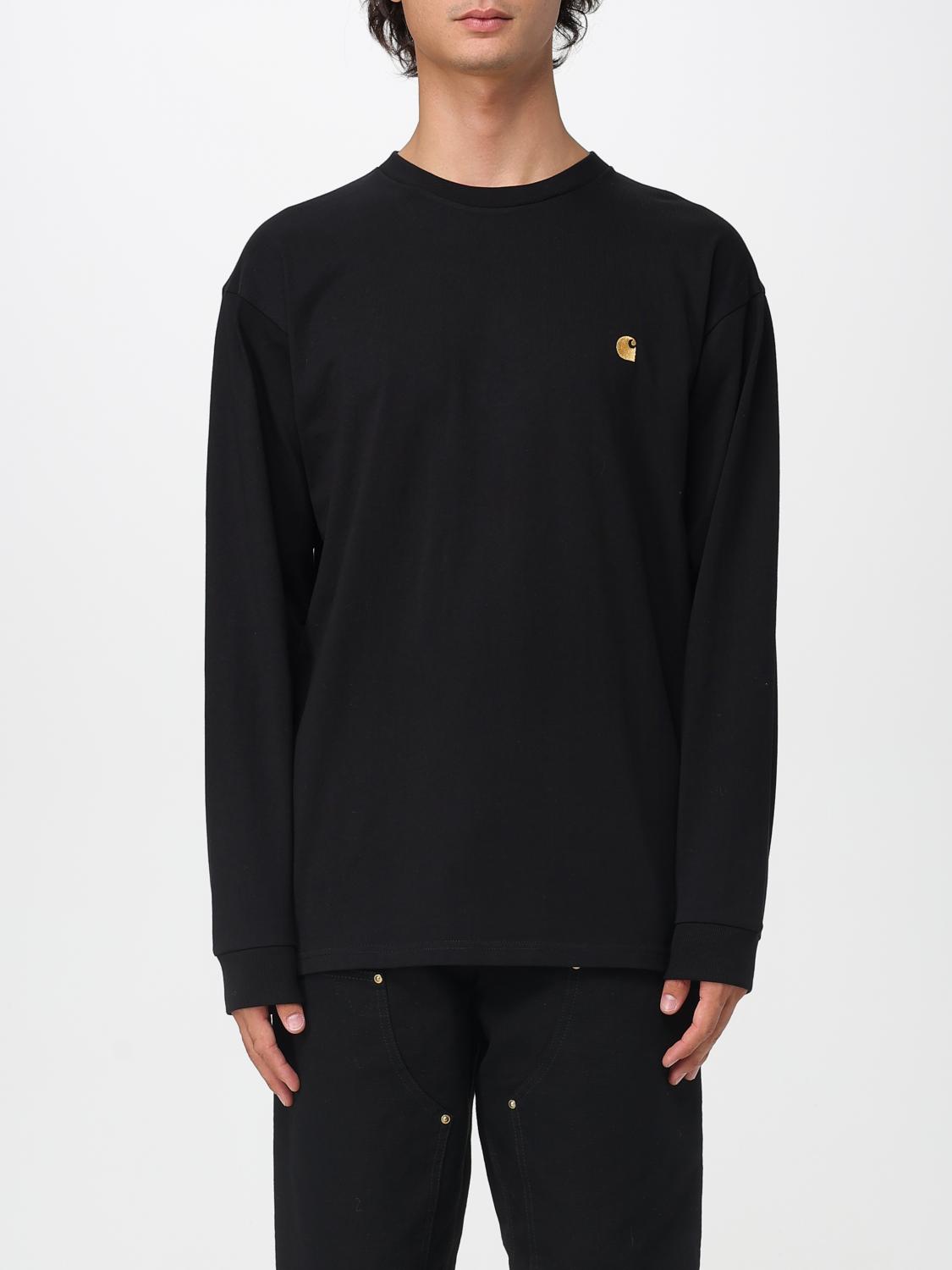 Carhartt Chase T-shirt With Crew Neck And Long Sleeves In Black