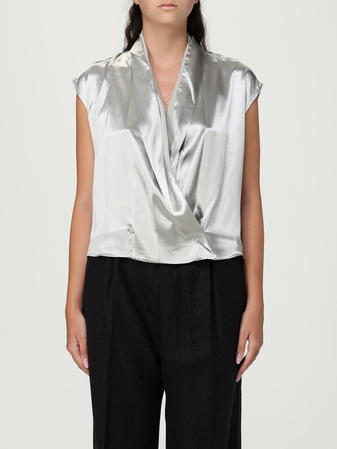 Alberta Ferretti Camicia Raso Lucido In Gray
