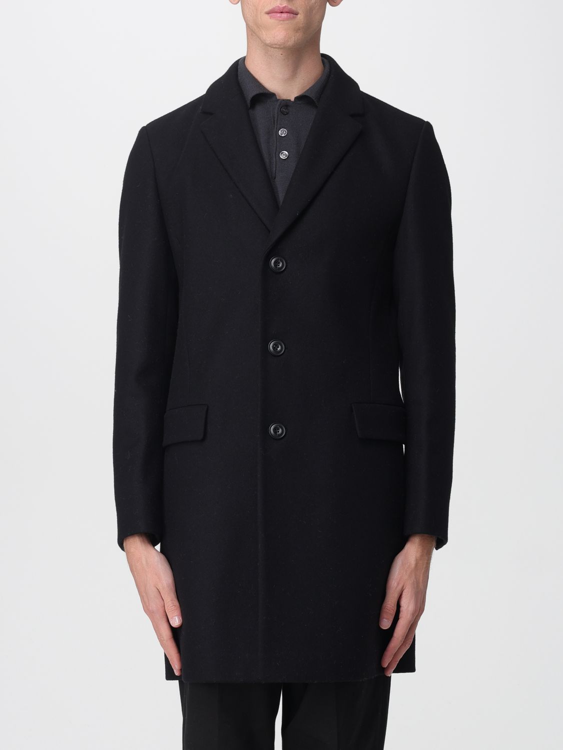Hugo Boss Coat Hugo Men Color Black In Black