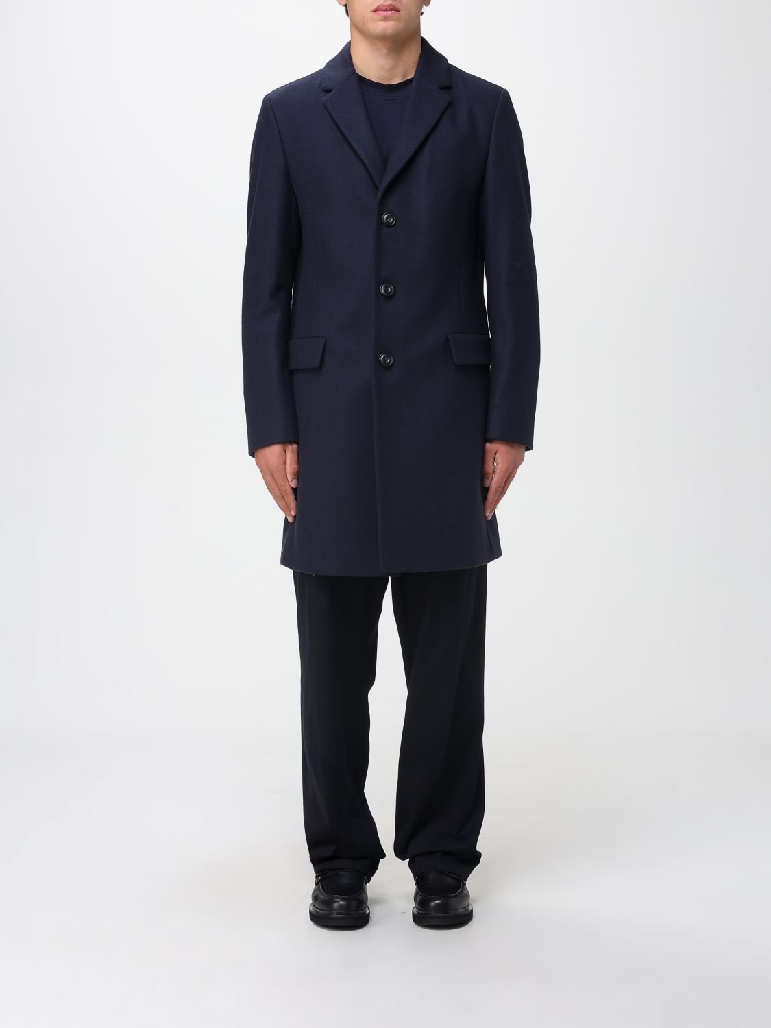 Hugo Boss Coat Hugo Men Color Blue In Blue