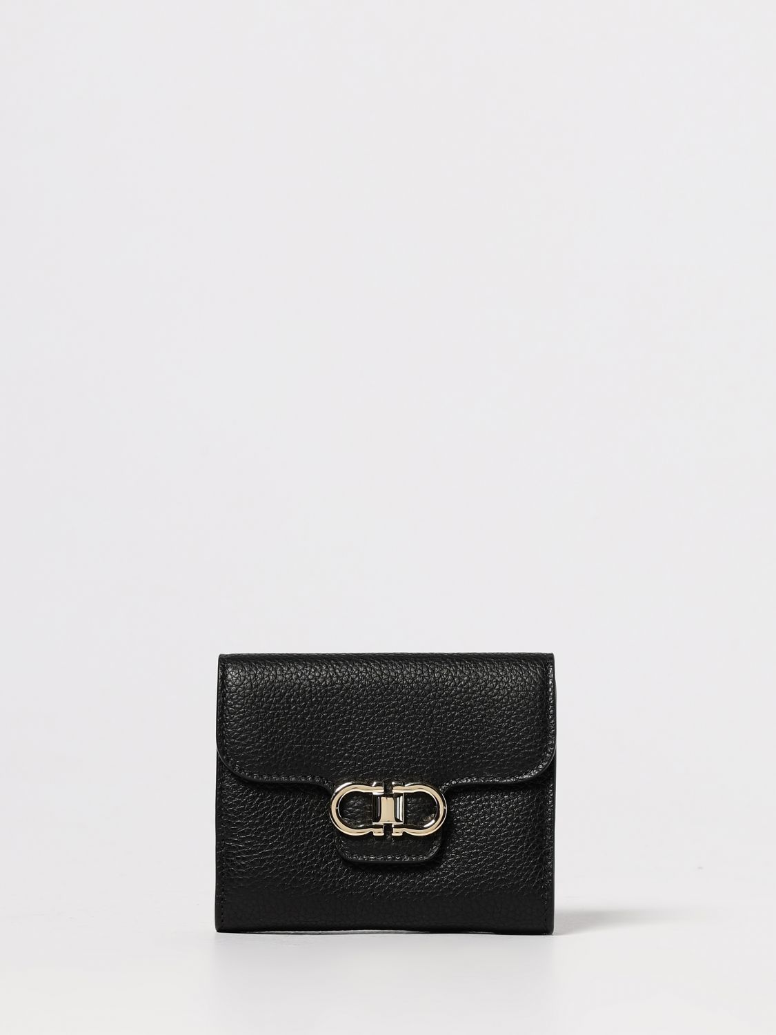 Ferragamo Gancini Compact Wallet In Black