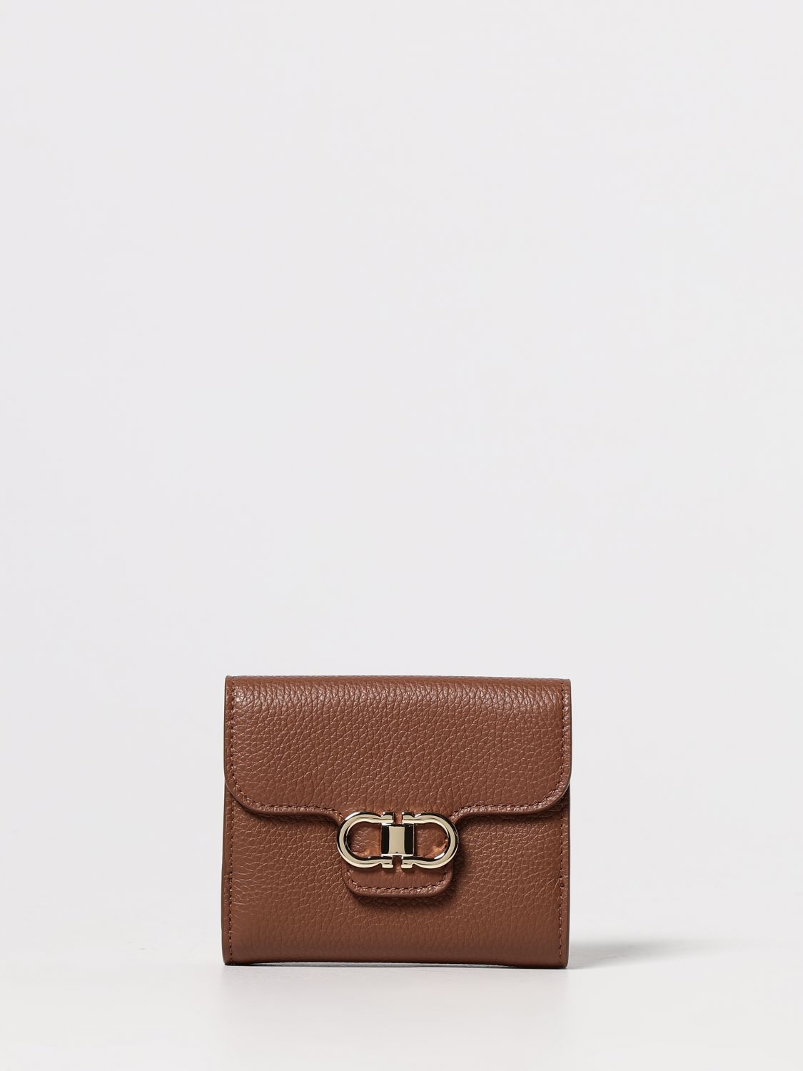 Ferragamo Leather Wallet With Logo In Brown