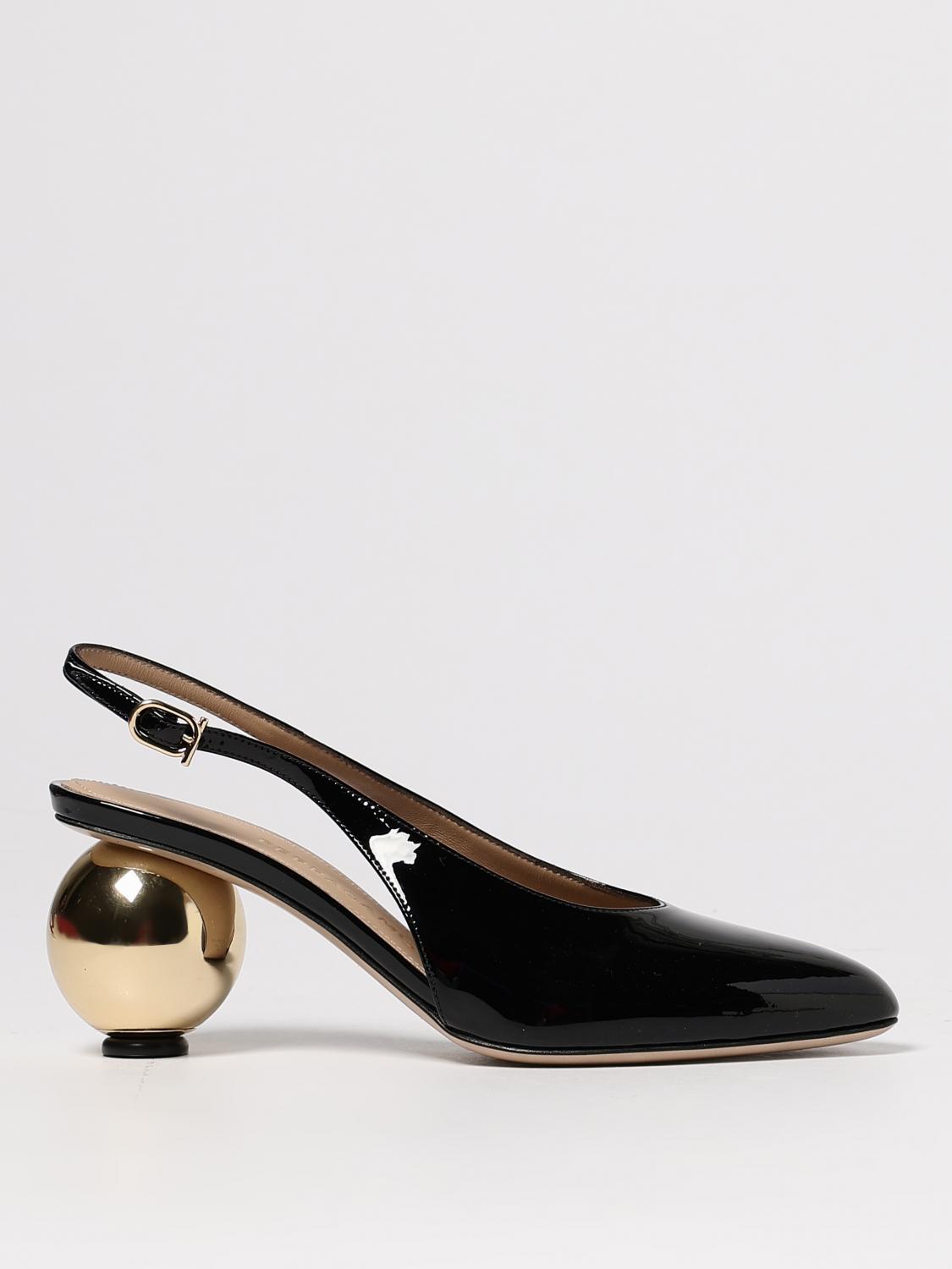 Ferragamo Tessie Black Slingback Pumps With Spherical Heel In Patent Leather Woman In Black