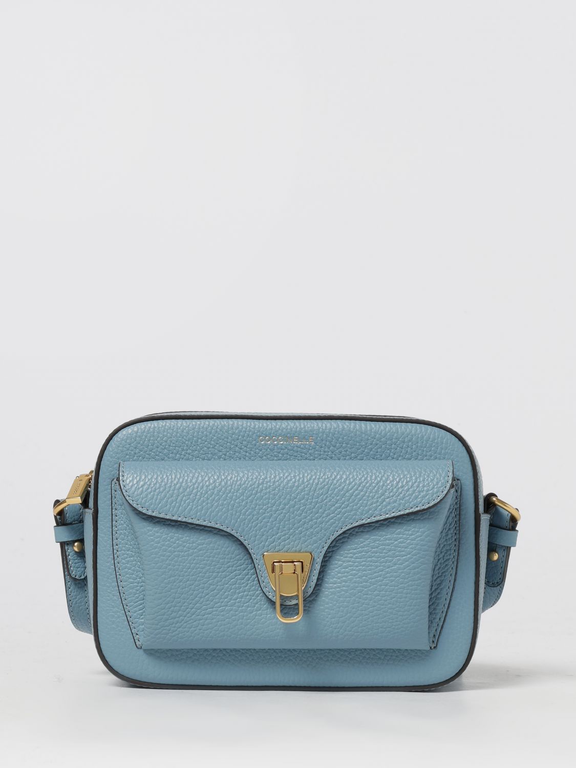 Coccinelle Flap Leather Shoulder Bag In Blue