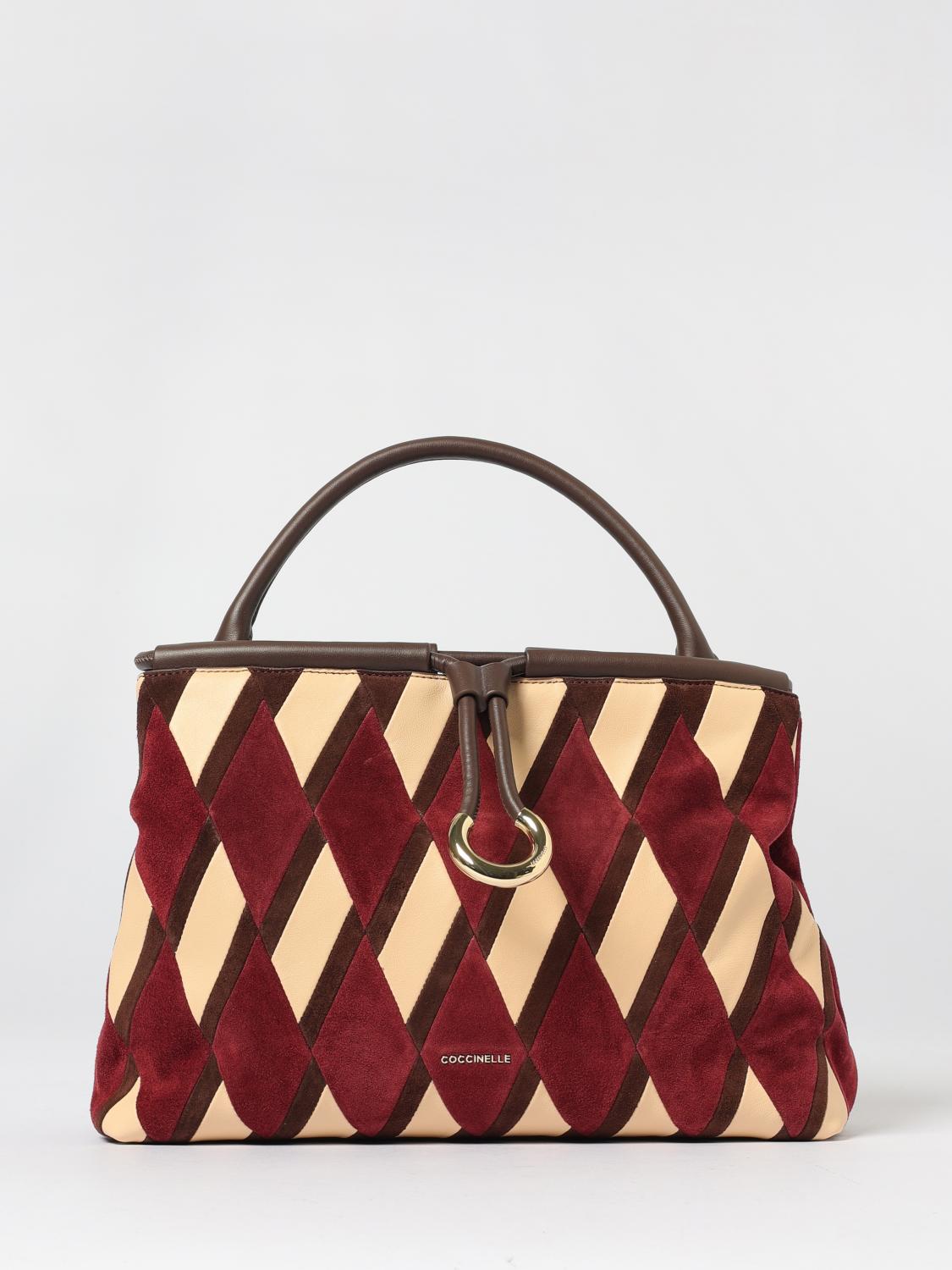 Coccinelle Diamond-pattern Leather Shoulder Bag In Burgundy