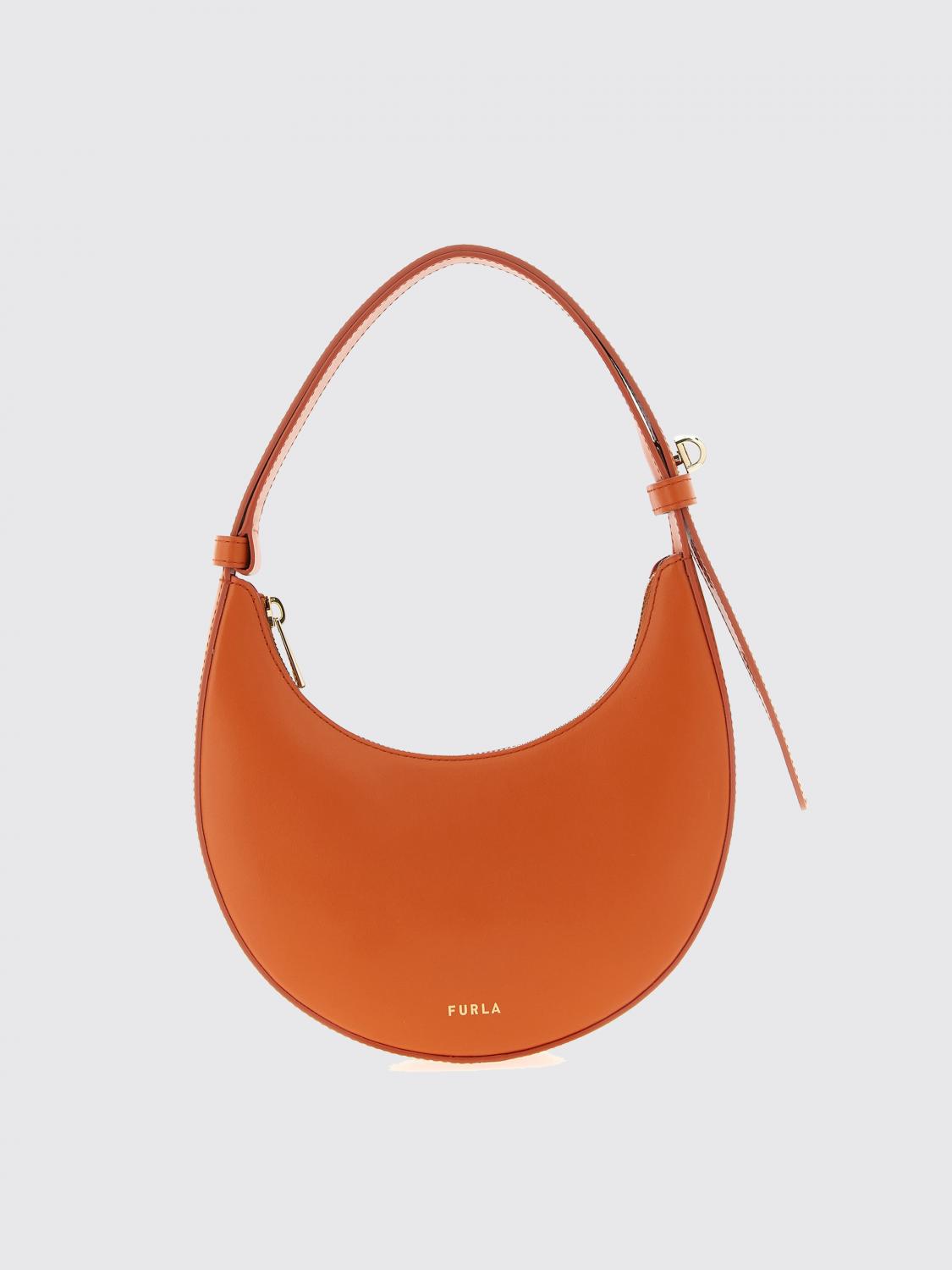 Furla Smooth Crescent Shoulder Bag With Zippered Closure In Red