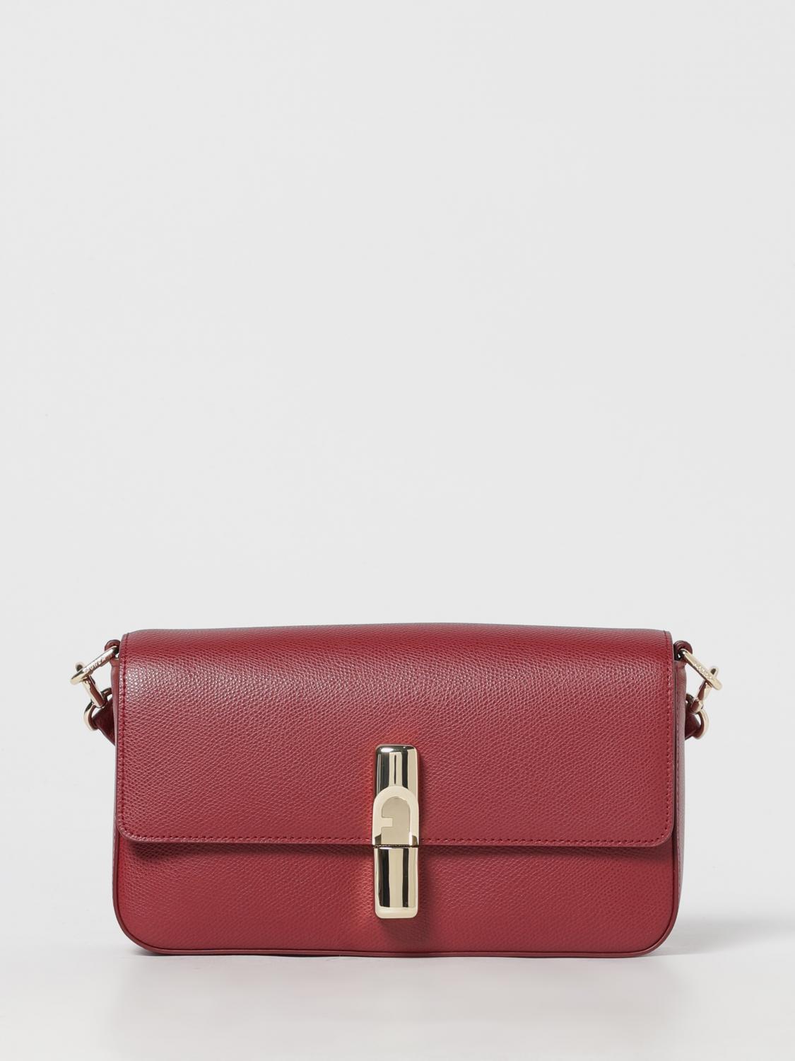 Furla Iride S Cherry Leather Shoulder Bag In Red