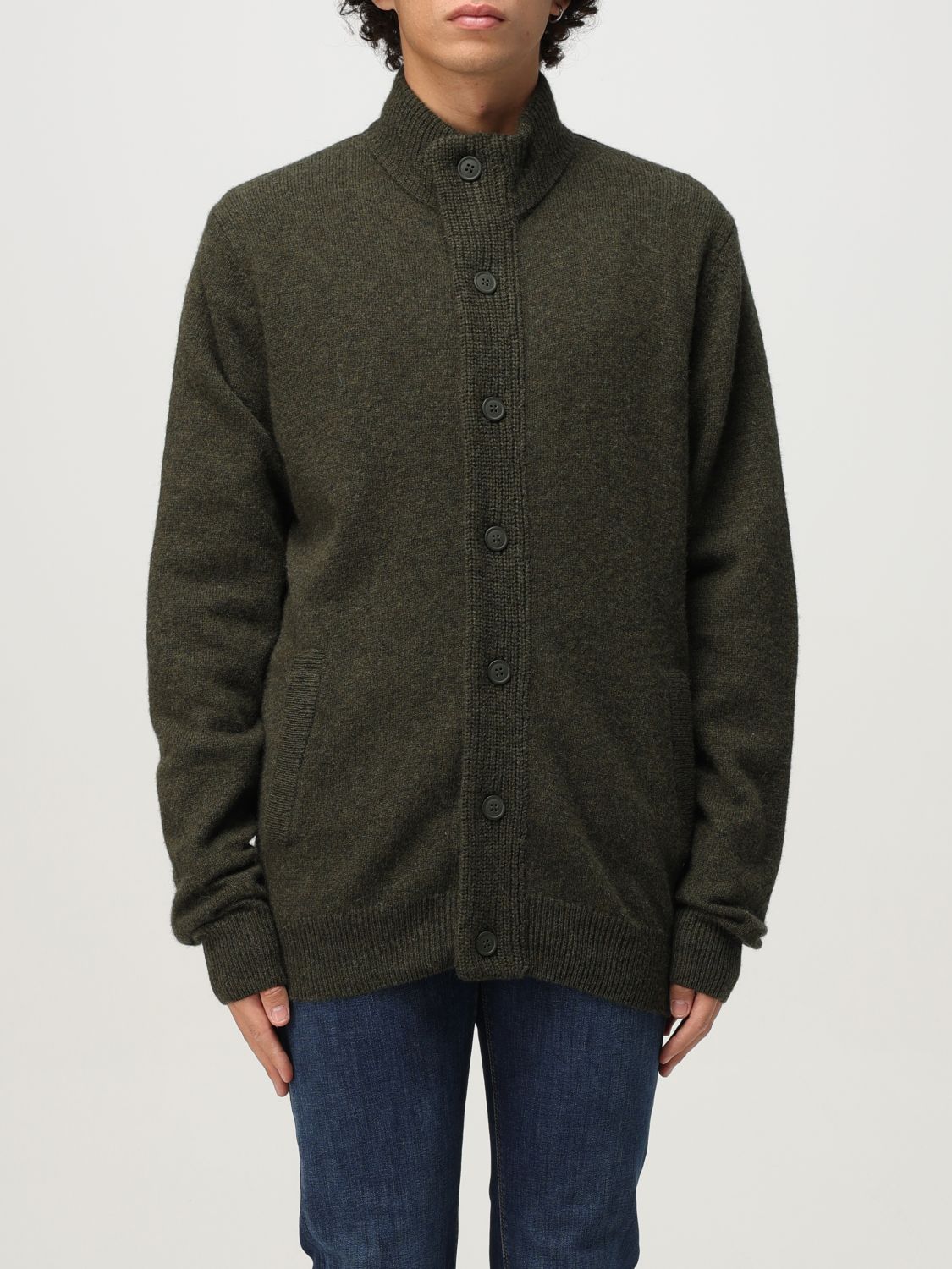 Barbour Sweater High Neck Elbow Patches In Green