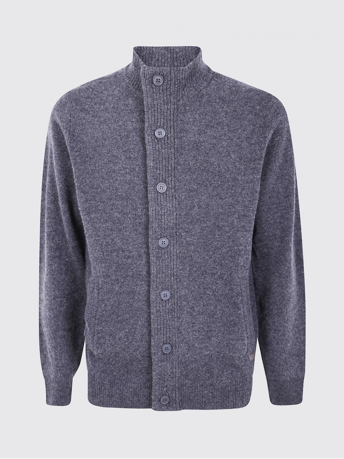 Barbour Elbow Patch Long Sleeve Knit Sweater In Gray