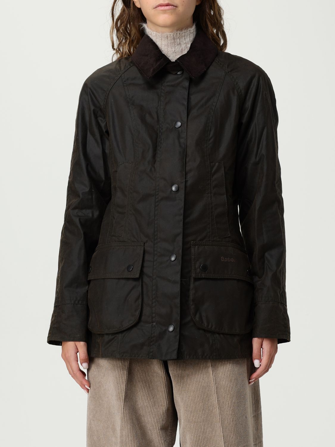 Barbour Beadnell Waxed Cotton Jacket In Black